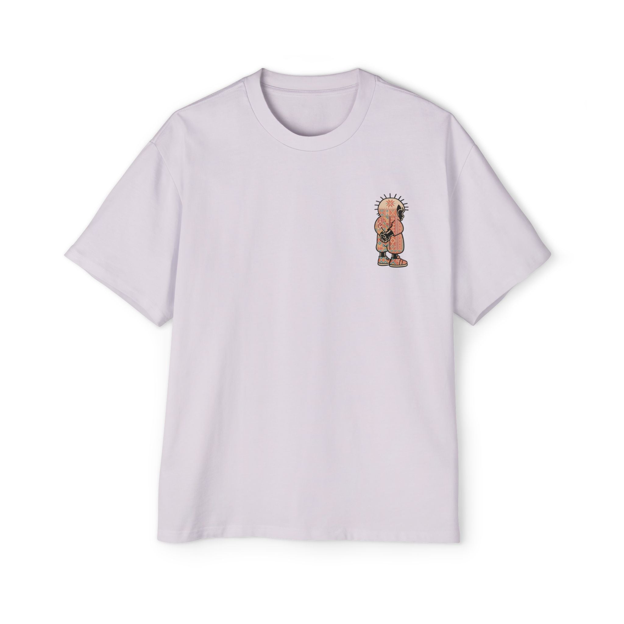 Graphic Tee — Patterned Skate Character Red Oversized T‑Shirt