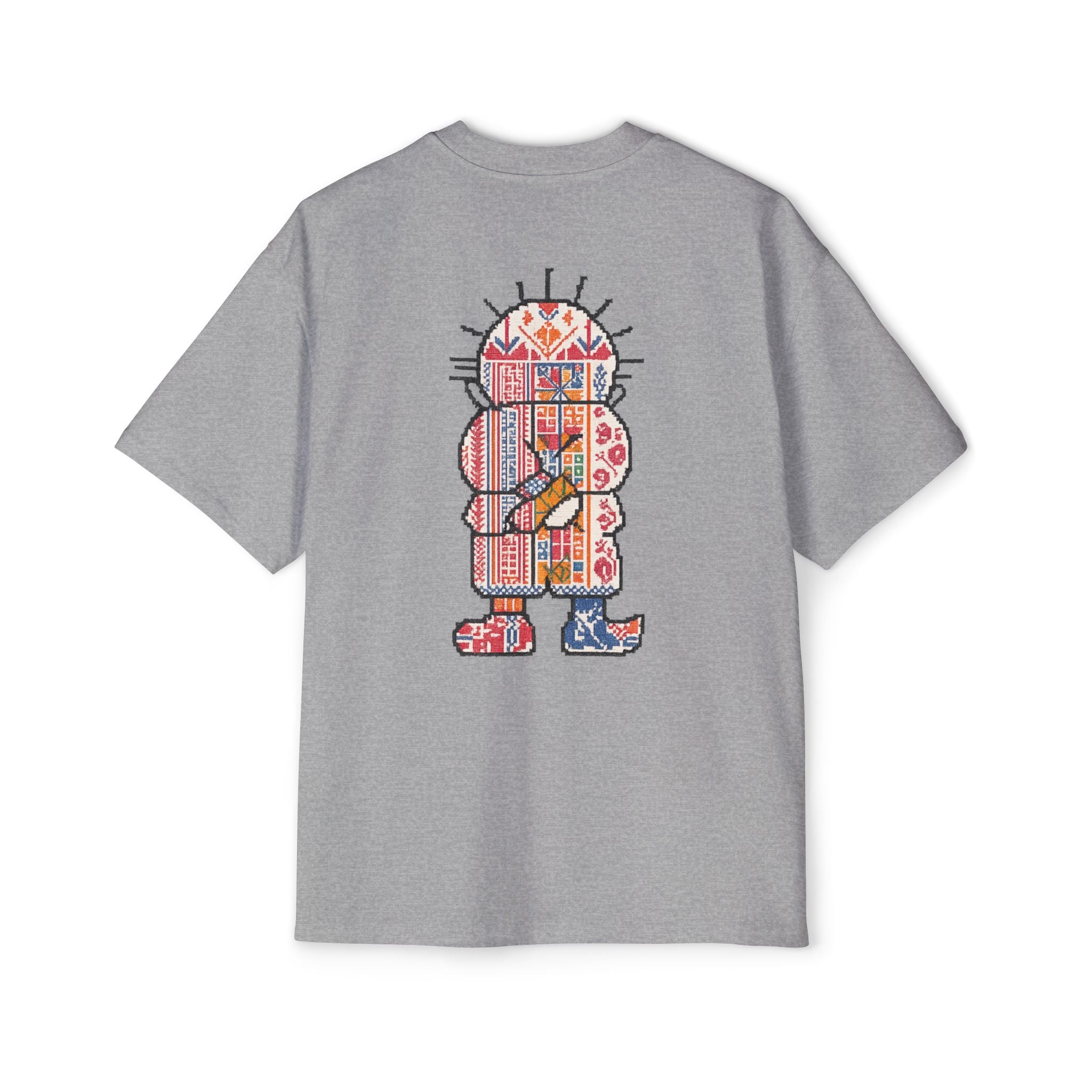 Oversized Tee — Colorful Folk Art Character Print