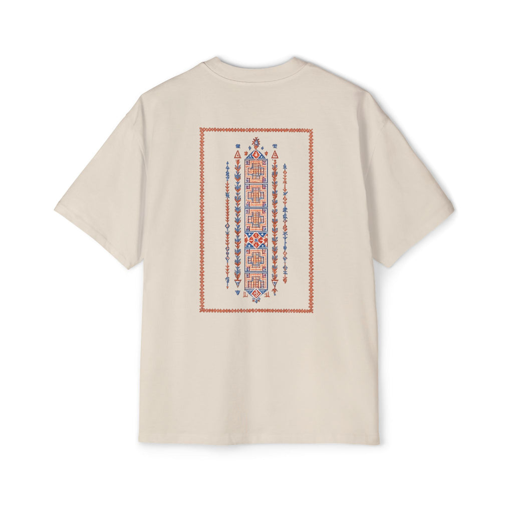 Oversized Tee — Geometric Tribal Print Chest & Back Design