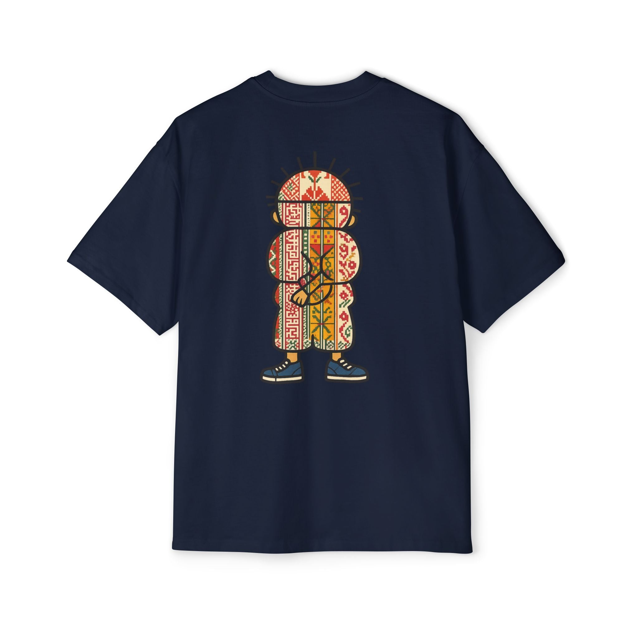 Tiki Totem Graphic Tee — Vintage Patterned Cartoon Back Print