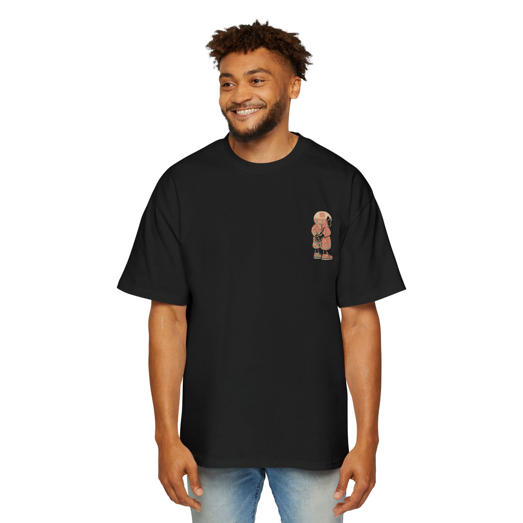 Graphic Tee — Patterned Skate Character Red Oversized T‑Shirt