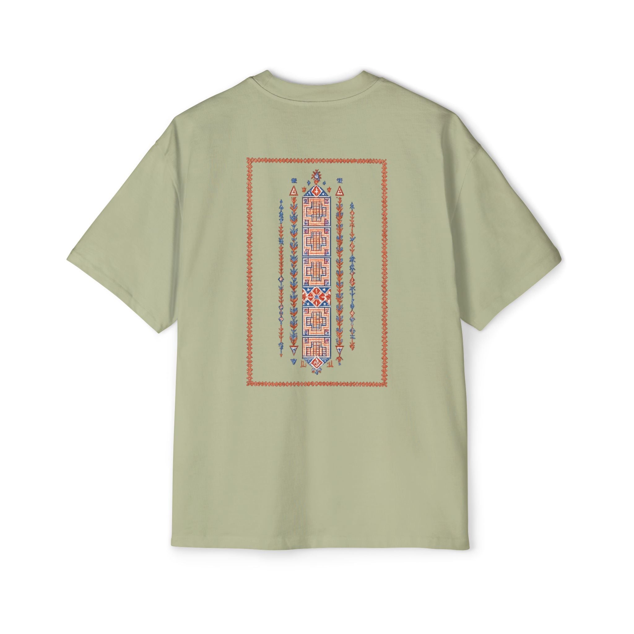 Oversized Tee — Geometric Tribal Print Chest & Back Design