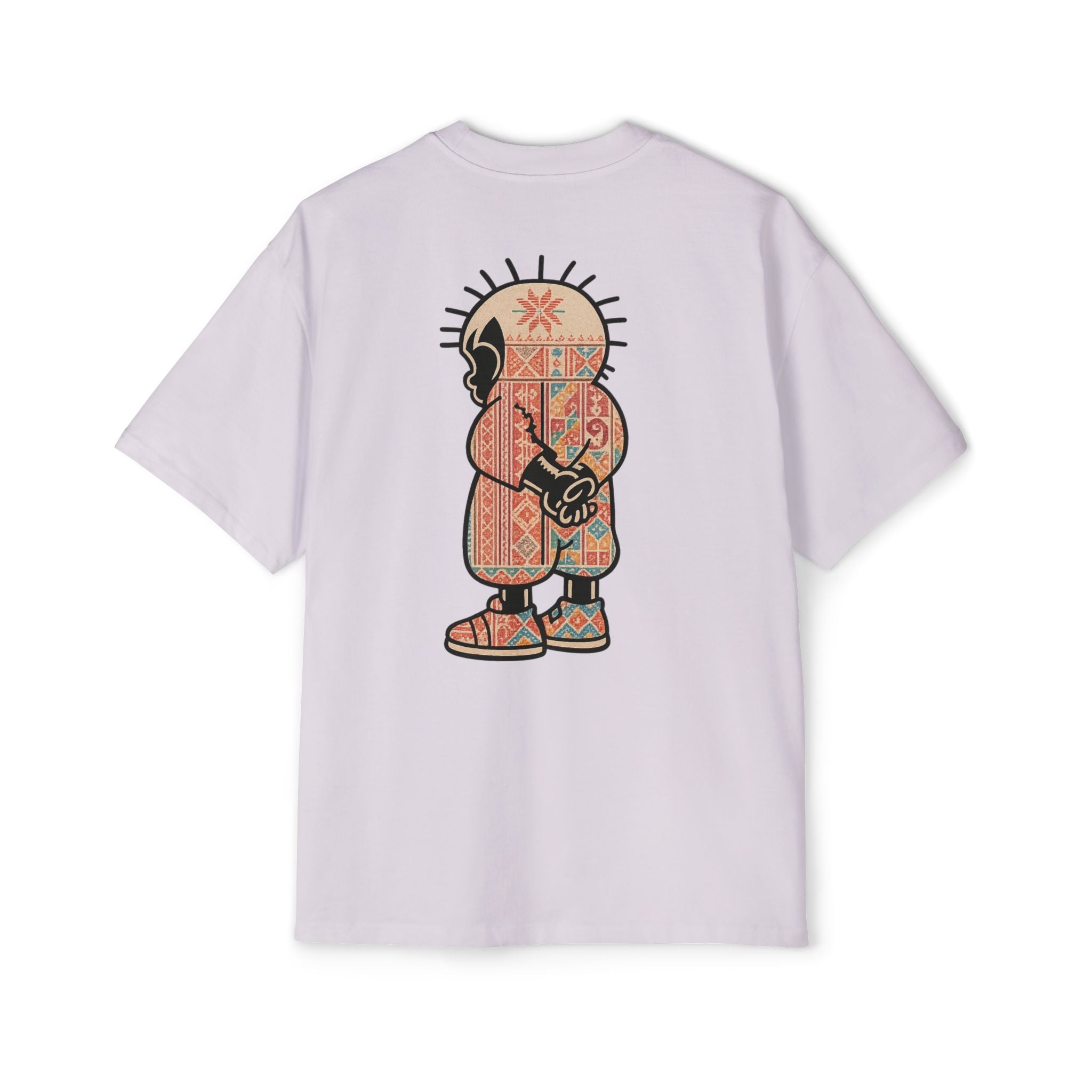 Graphic Tee — Patterned Skate Character Red Oversized T‑Shirt