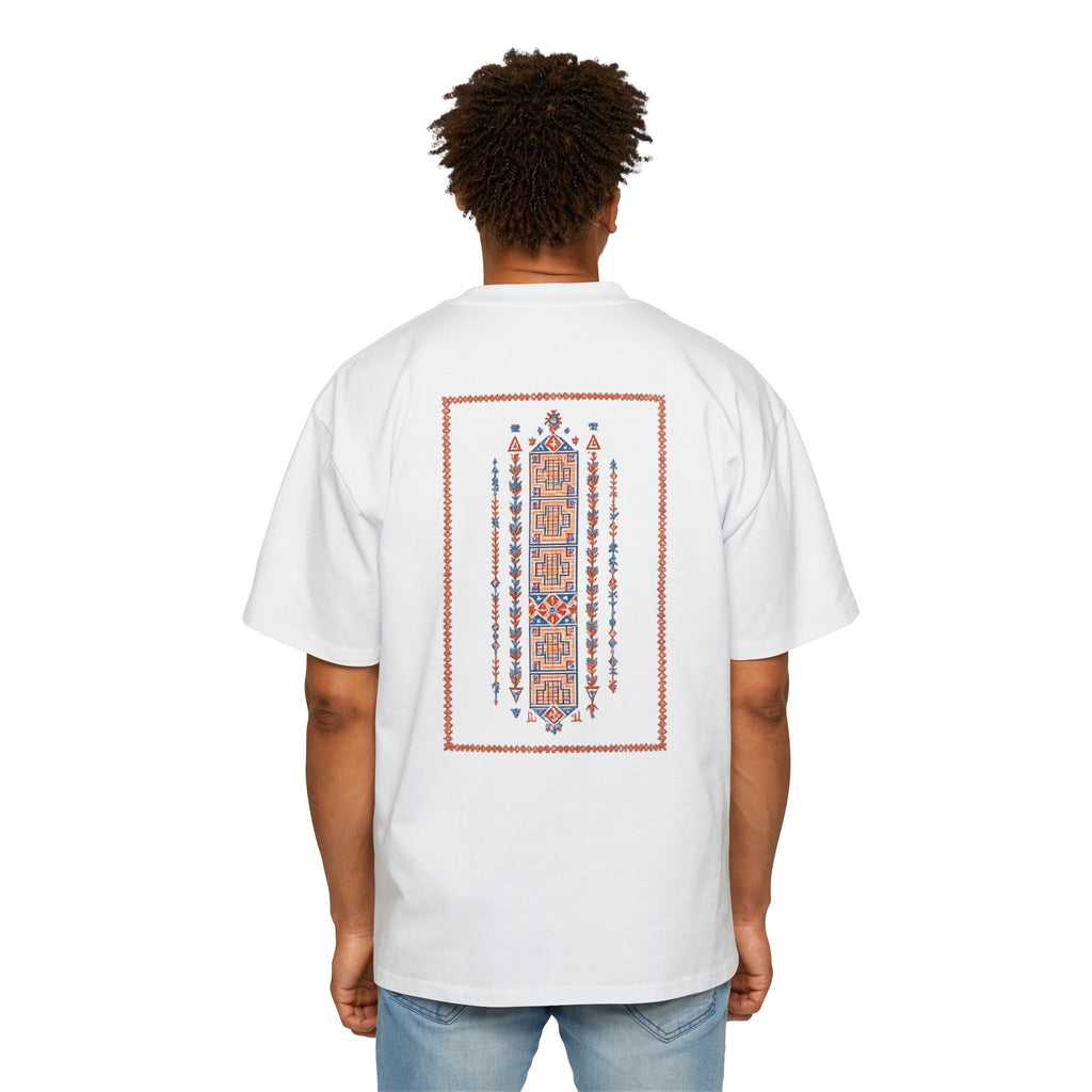 Oversized Tee — Geometric Tribal Print Chest & Back Design
