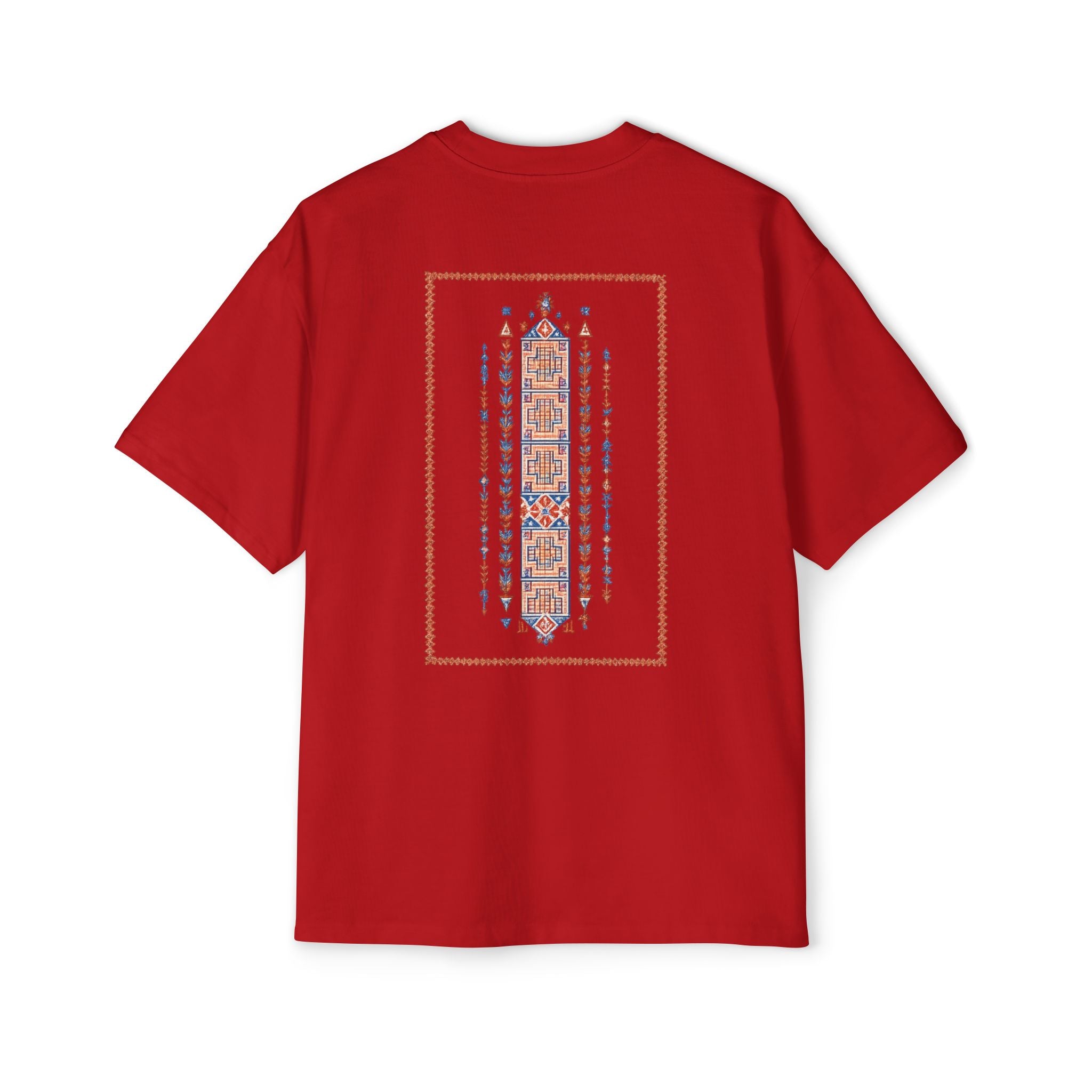 Oversized Tee — Geometric Tribal Print Chest & Back Design