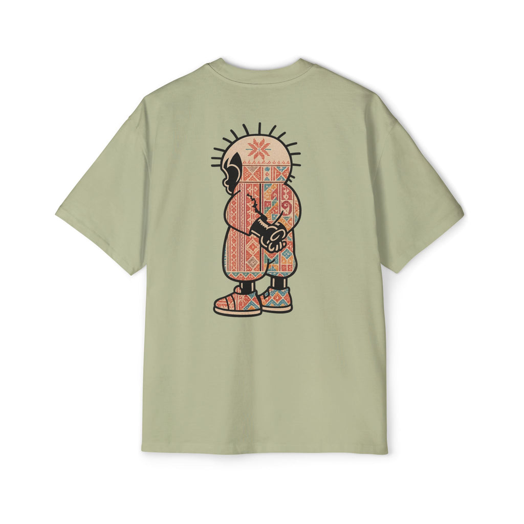 Graphic Tee — Patterned Skate Character Red Oversized T‑Shirt