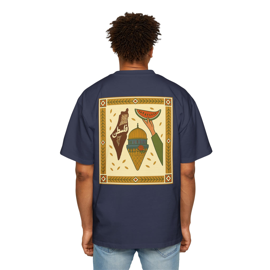 Palestine Heritage Tee — Dome of the Rock & Watermelon Retro Graphic Tee