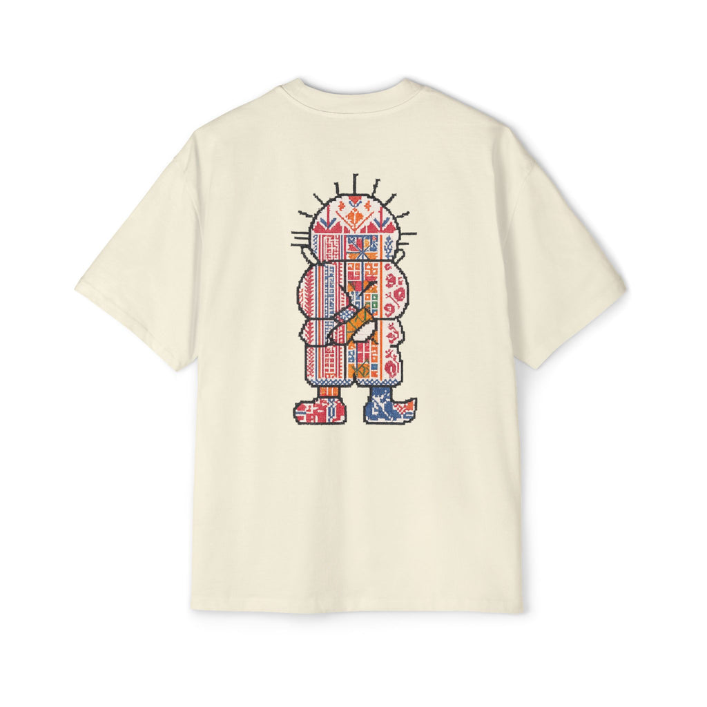 Oversized Tee — Colorful Folk Art Character Print