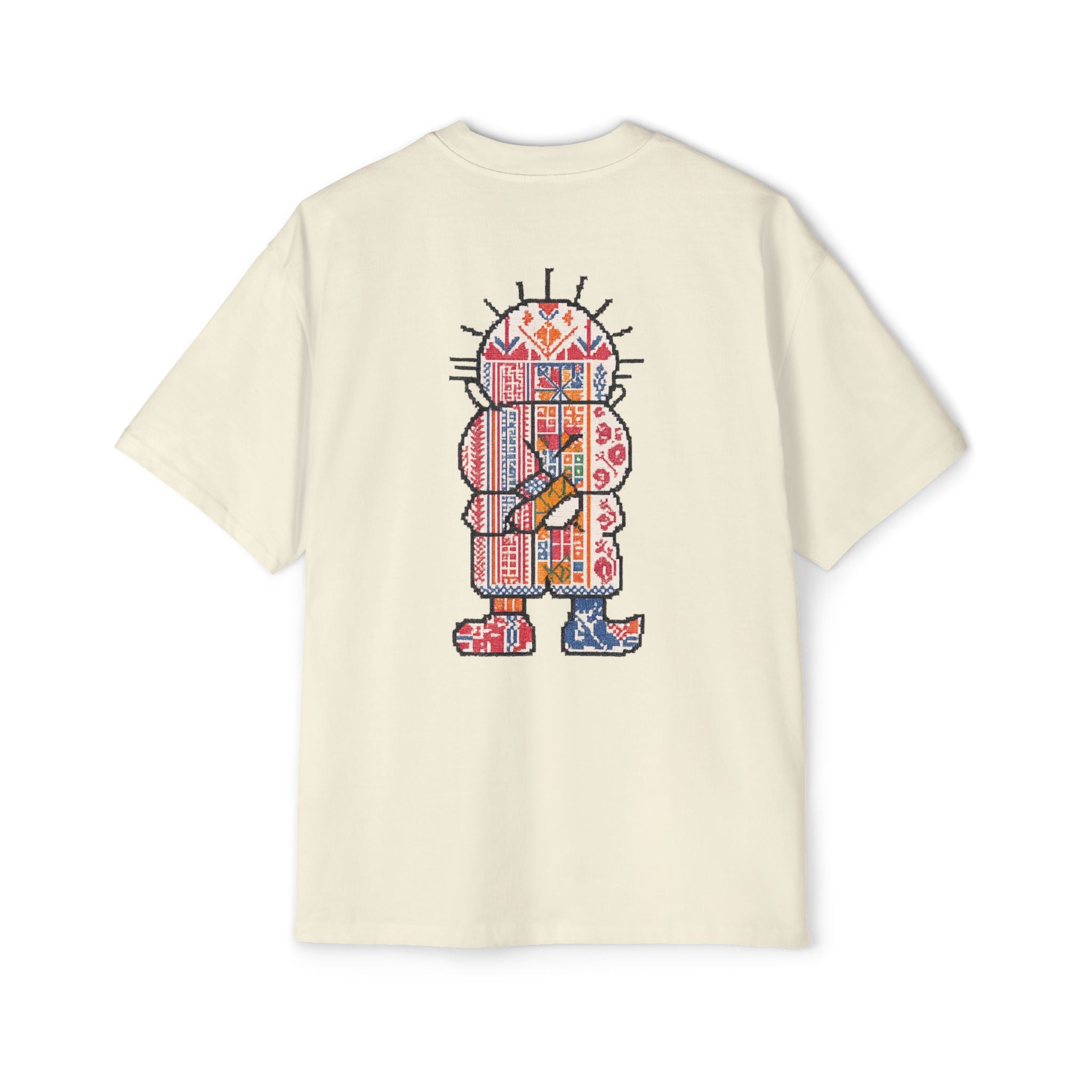 Oversized Tee — Colorful Folk Art Character Print
