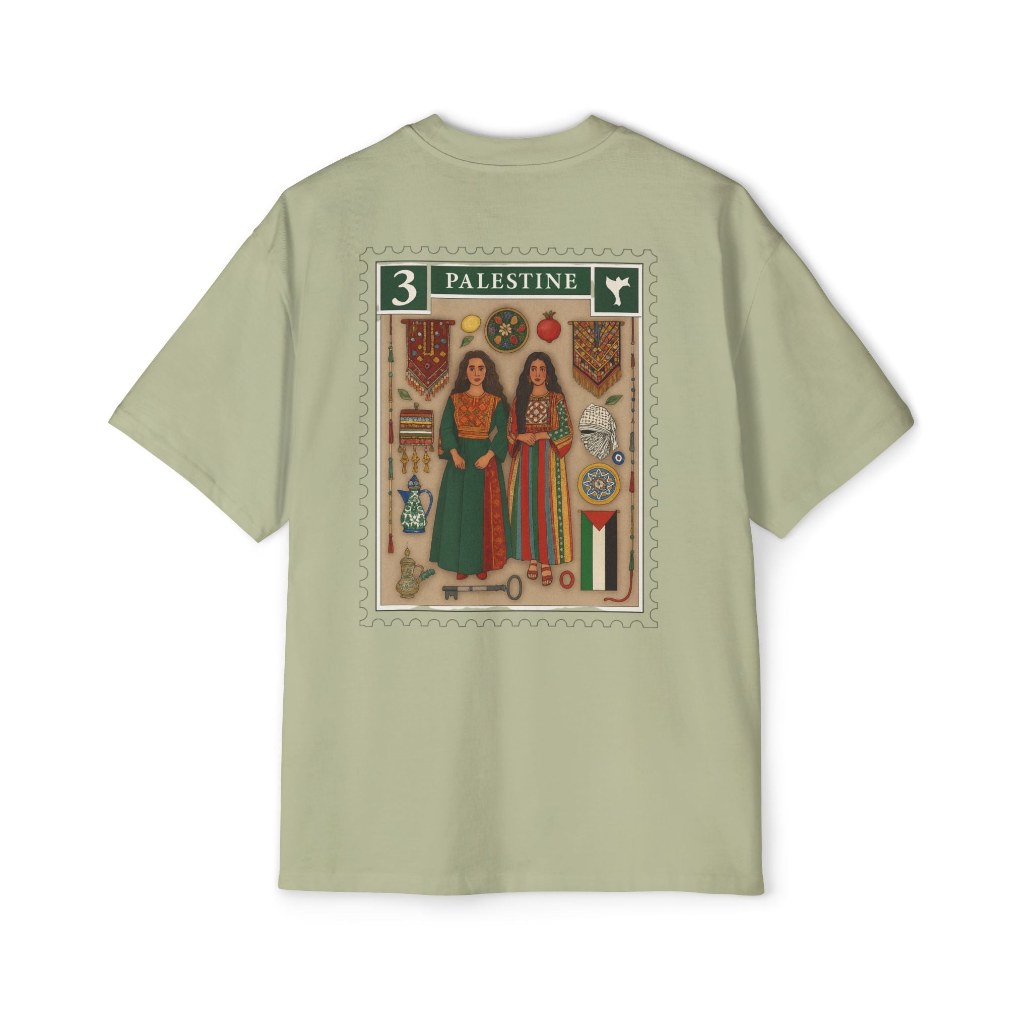 Palestine Stamp Graphic Tee — Vintage Postage Back Print