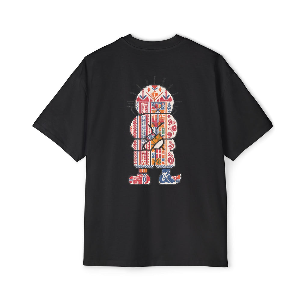 Oversized Tee — Colorful Folk Art Character Print