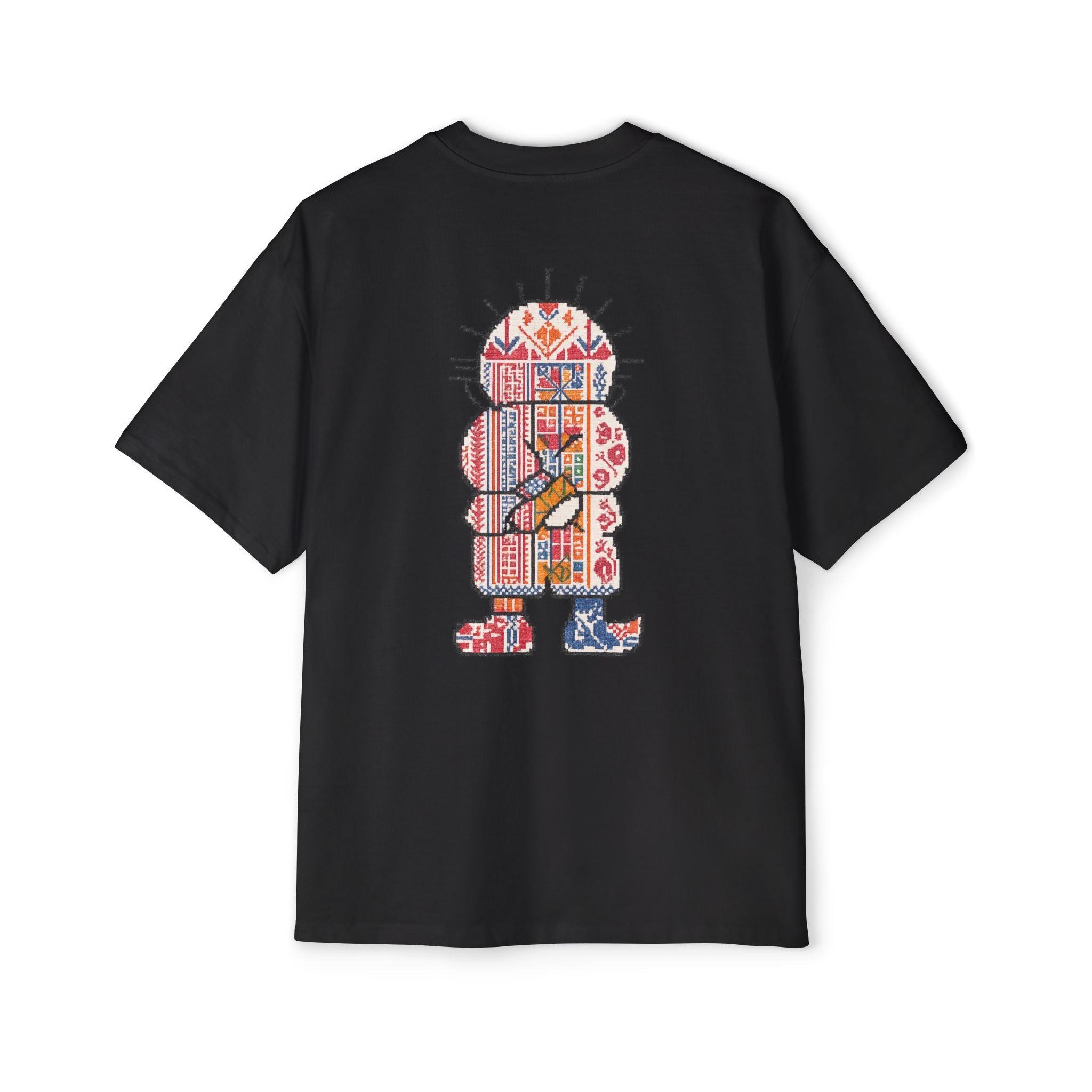 Oversized Tee — Colorful Folk Art Character Print