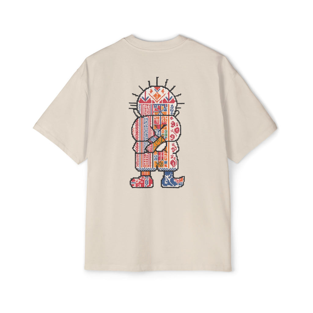 Oversized Tee — Colorful Folk Art Character Print