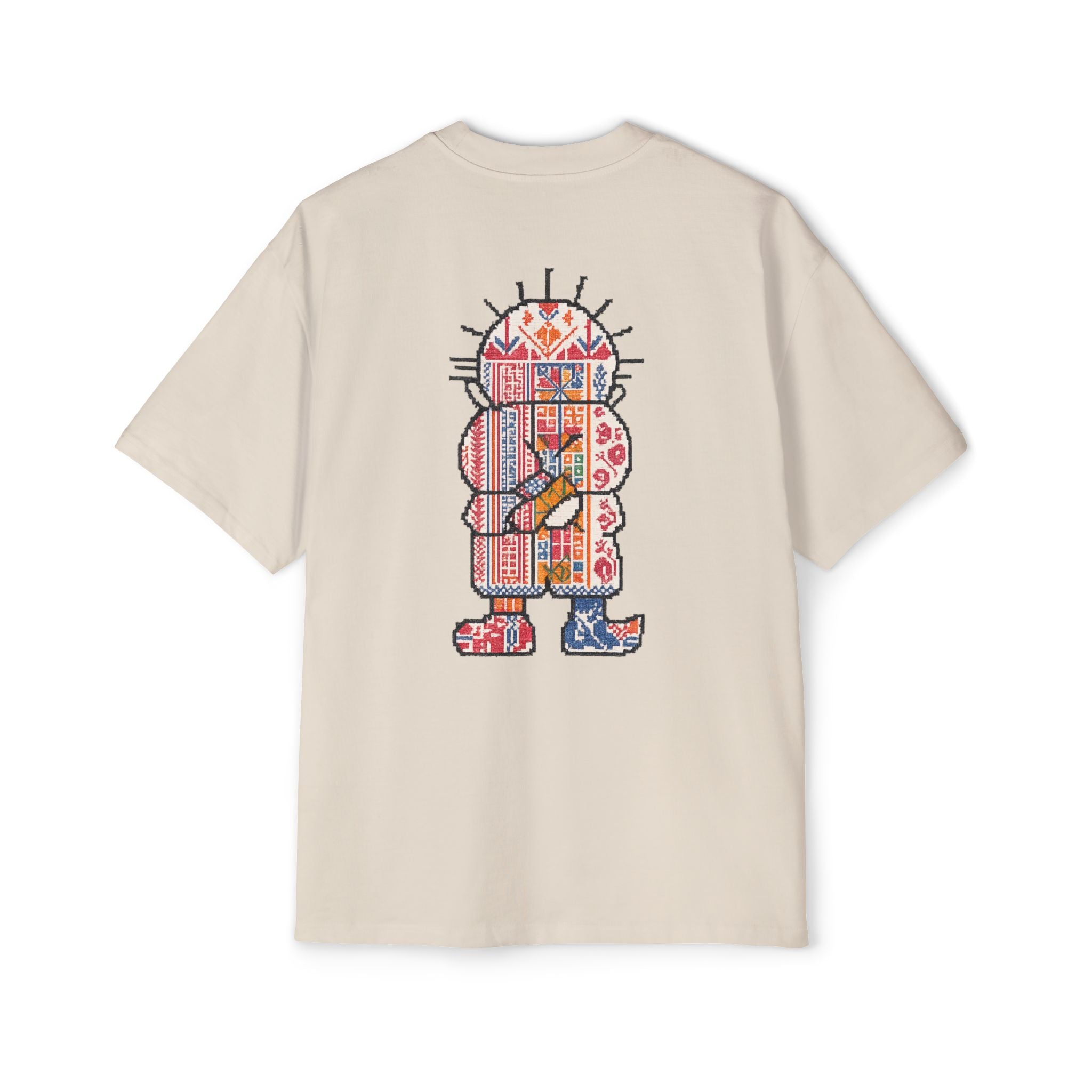 Oversized Tee — Colorful Folk Art Character Print