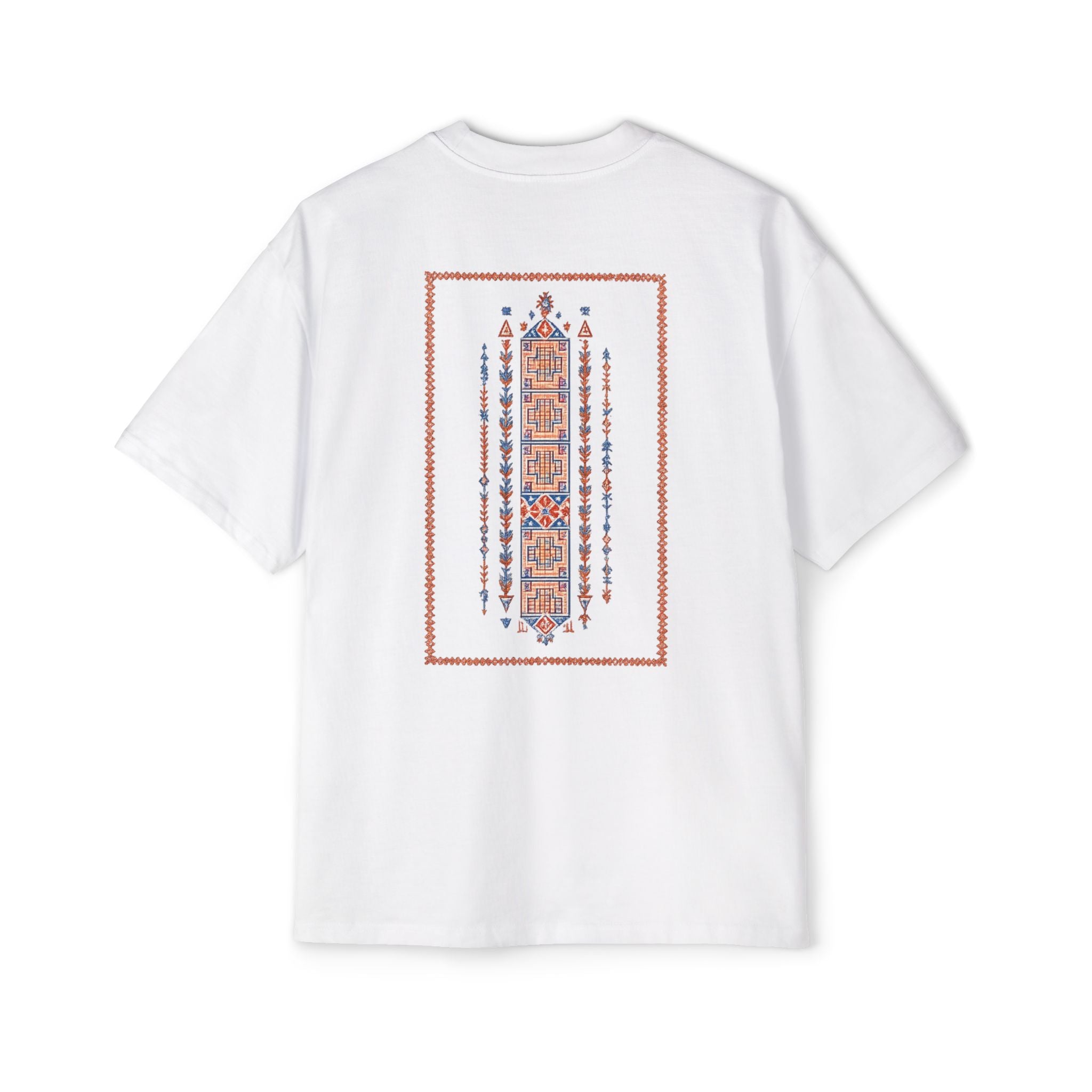 Oversized Tee — Geometric Tribal Print Chest & Back Design