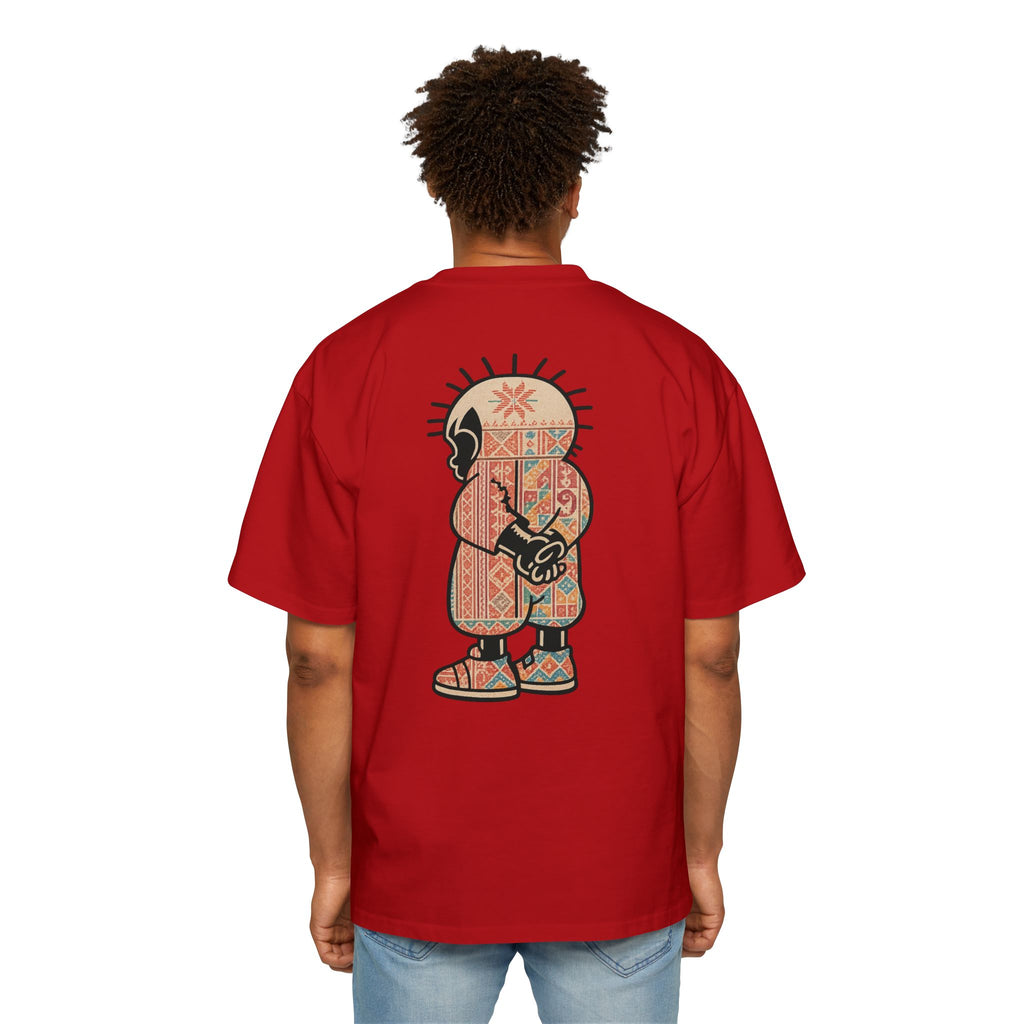 Graphic Tee — Patterned Skate Character Red Oversized T‑Shirt