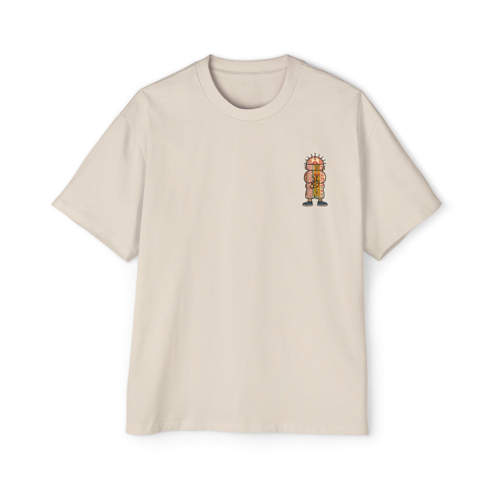 Tiki Totem Graphic Tee — Vintage Patterned Cartoon Back Print