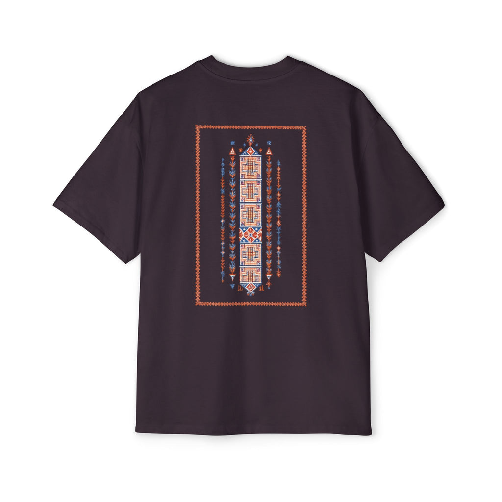 Oversized Tee — Geometric Tribal Print Chest & Back Design