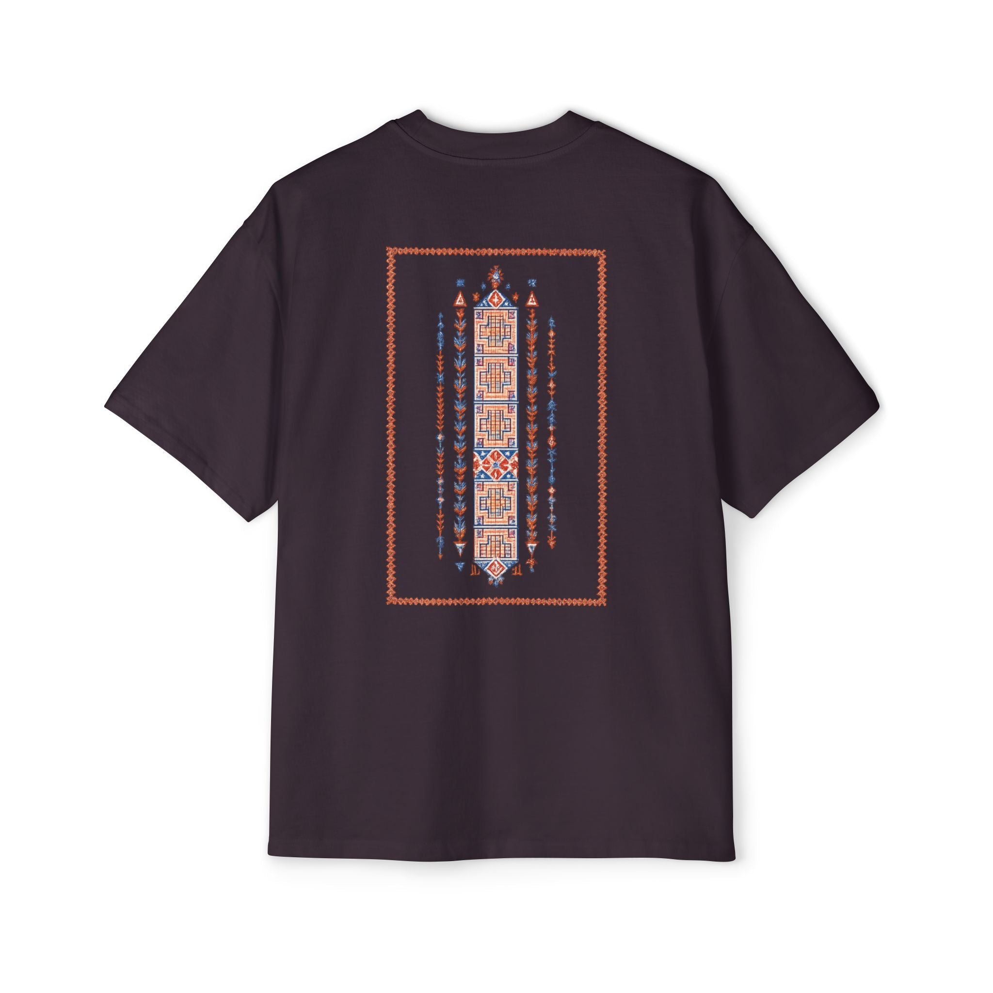 Oversized Tee — Geometric Tribal Print Chest & Back Design
