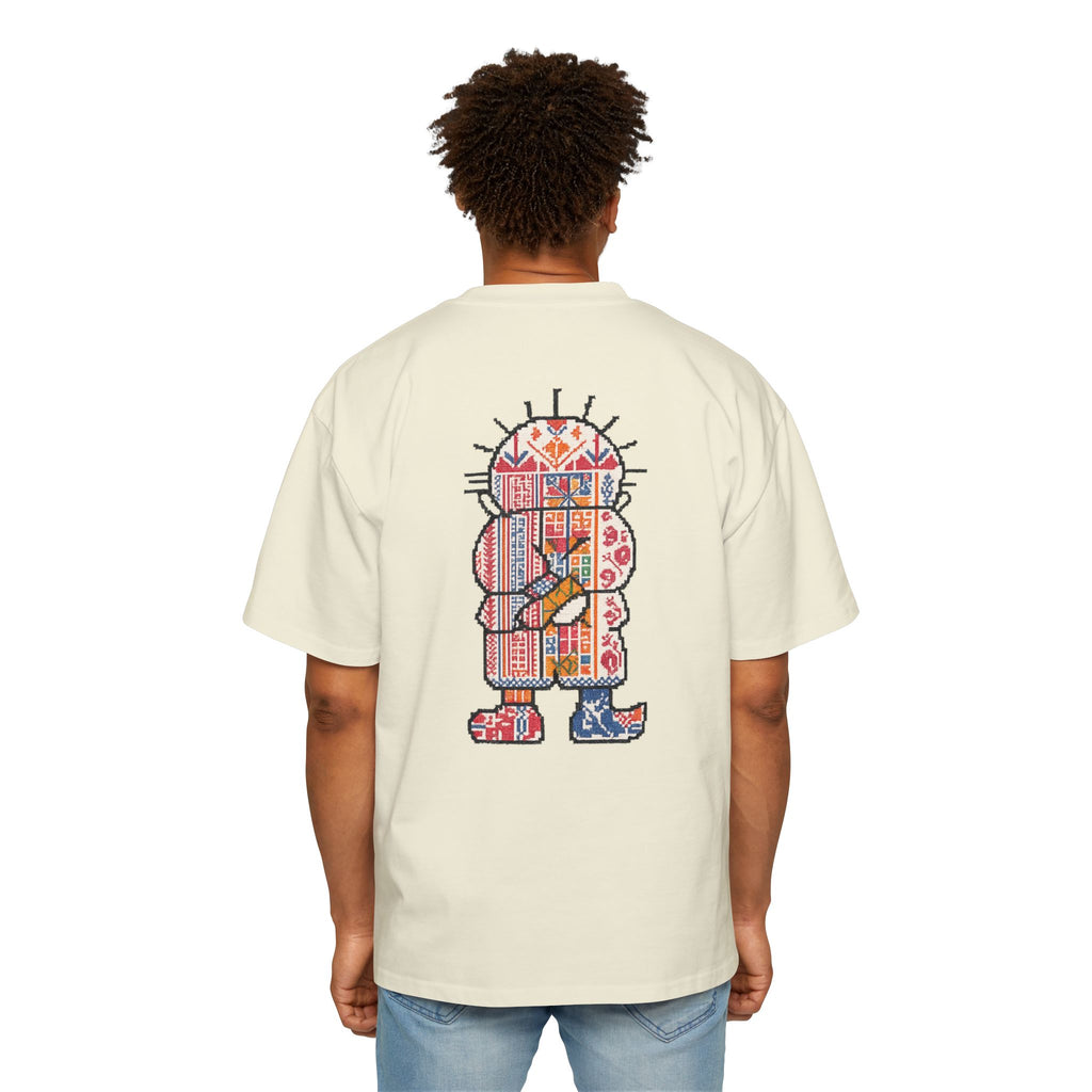 Oversized Tee — Colorful Folk Art Character Print