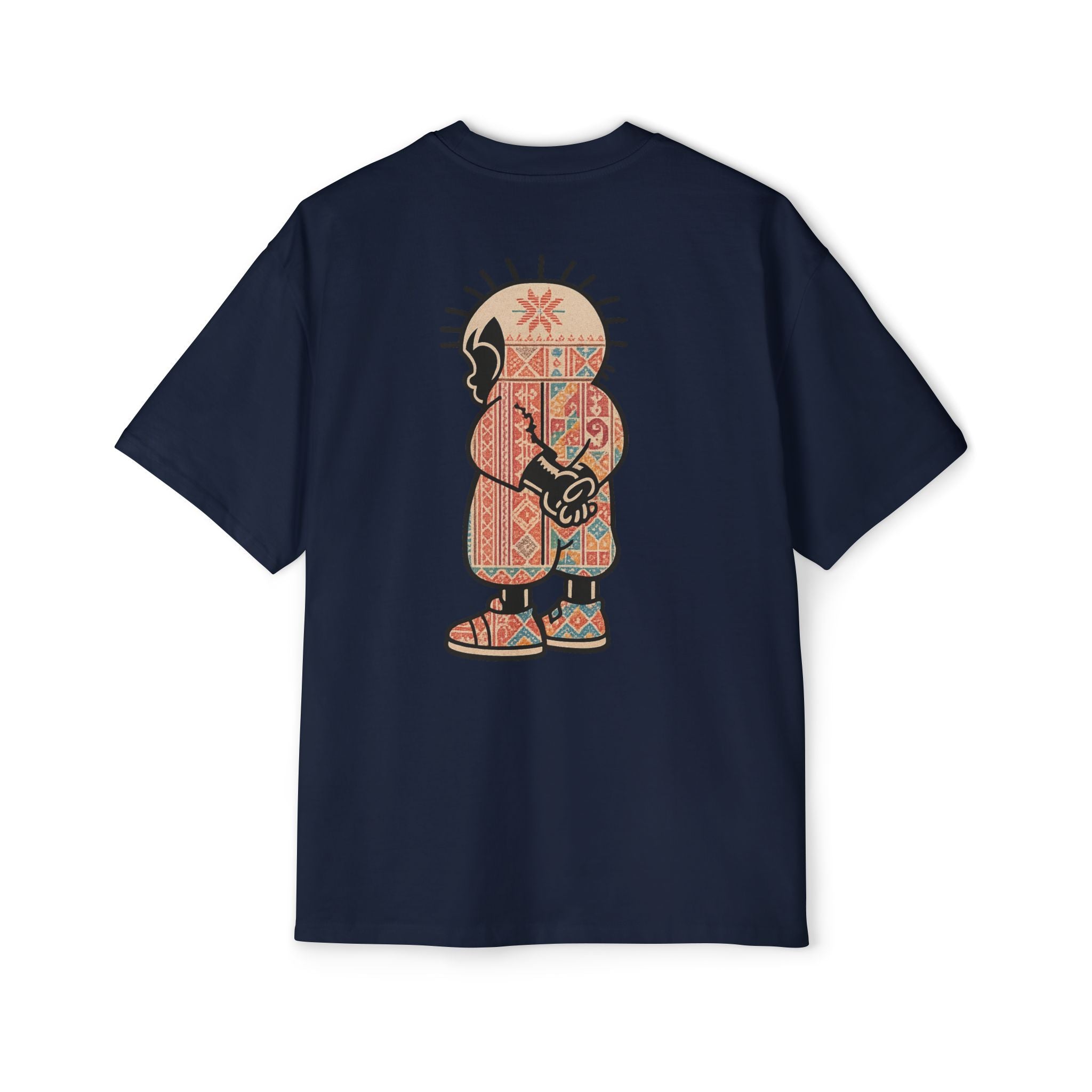 Graphic Tee — Patterned Skate Character Red Oversized T‑Shirt