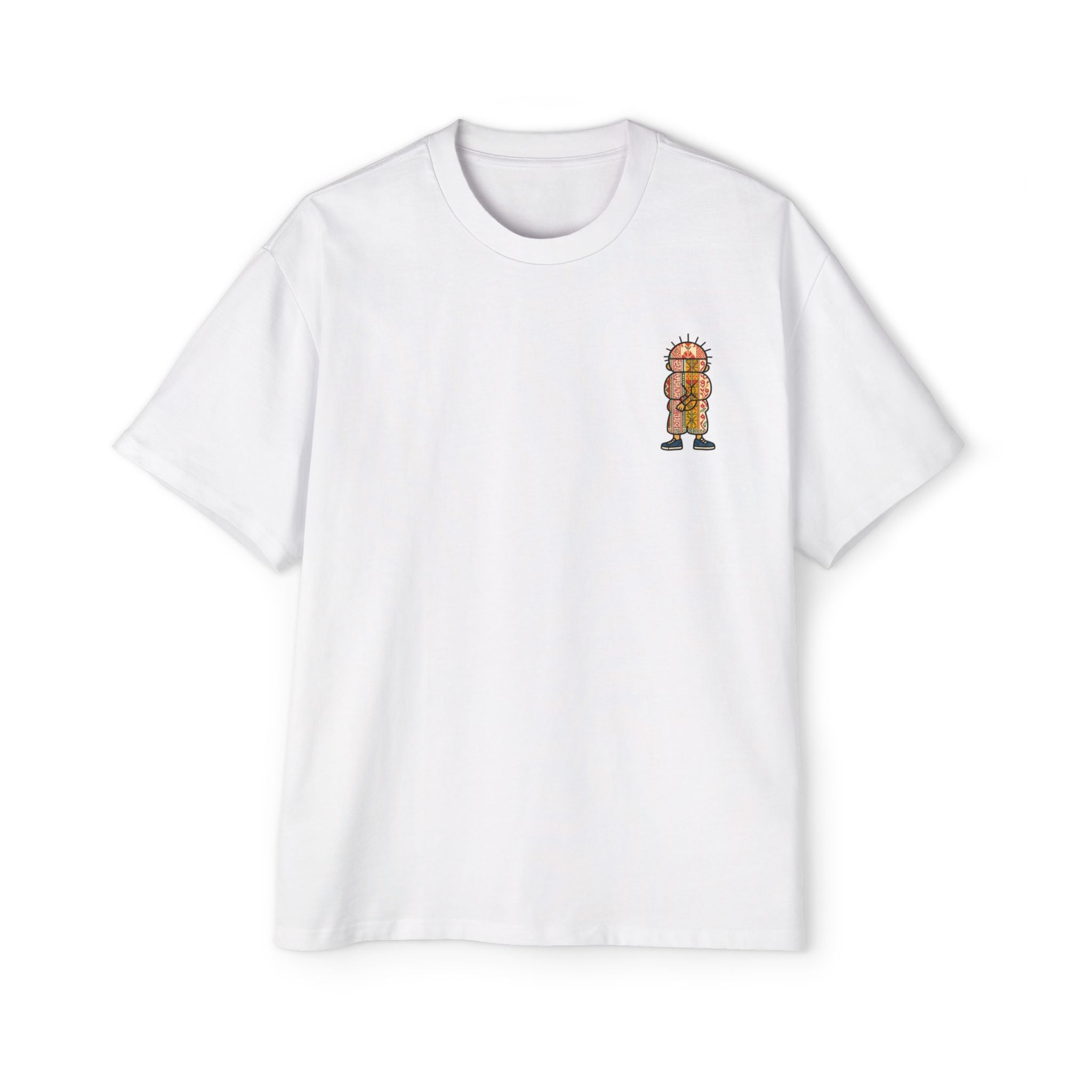 Tiki Totem Graphic Tee — Vintage Patterned Cartoon Back Print