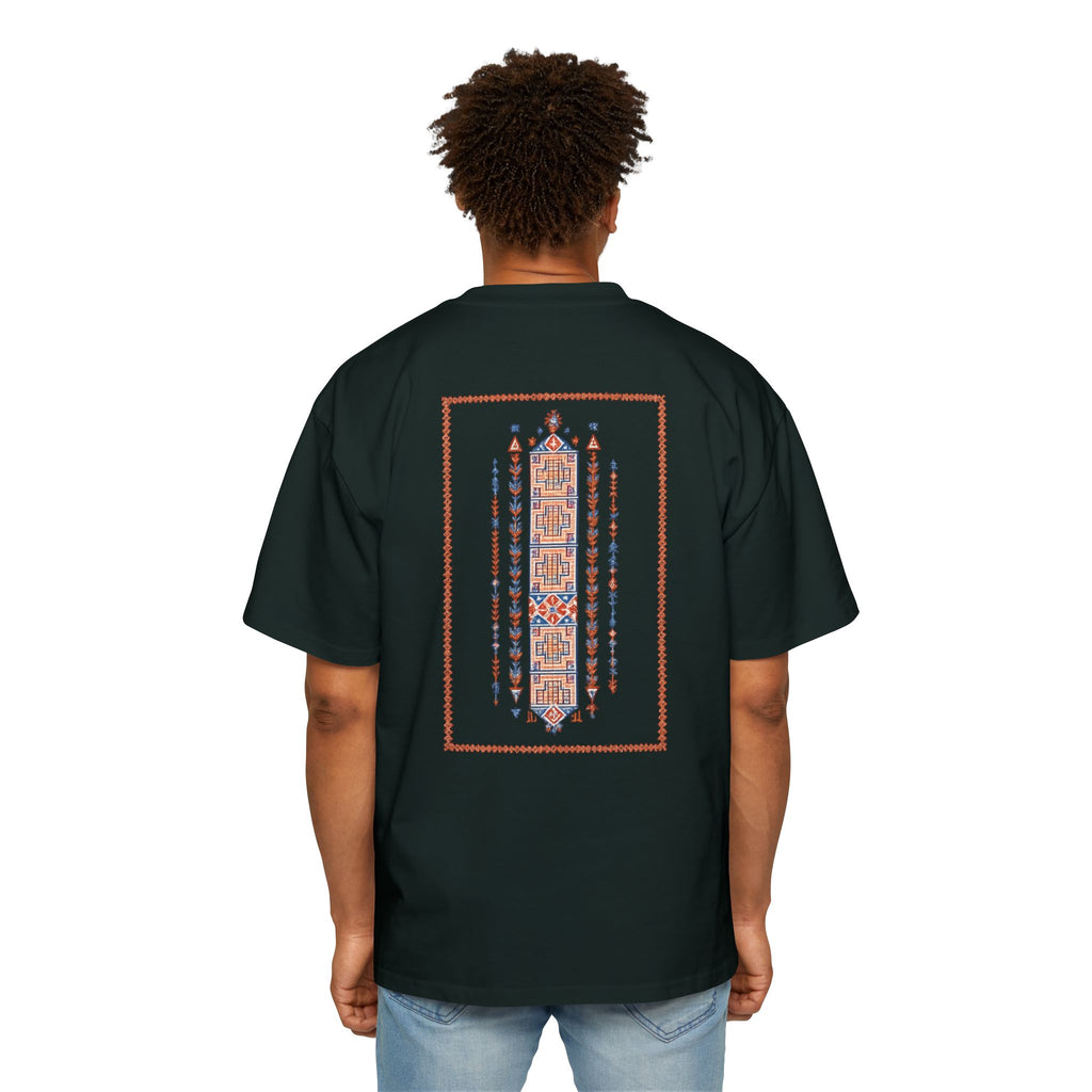 Oversized Tee — Geometric Tribal Print Chest & Back Design