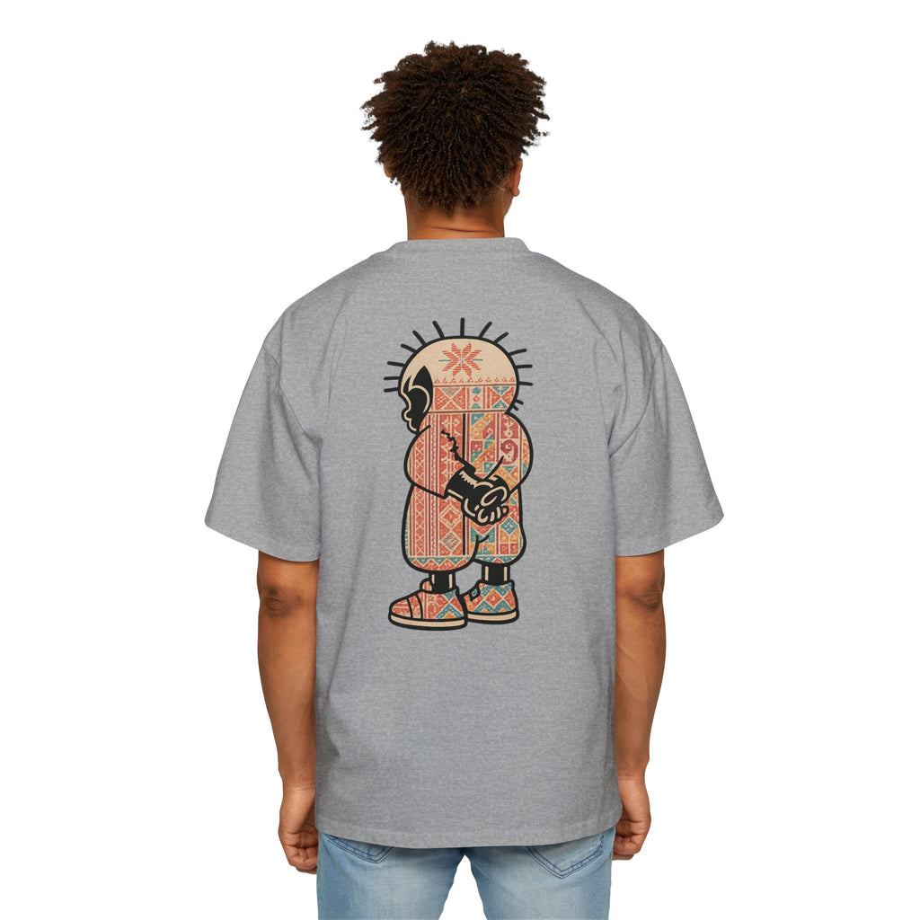 Graphic Tee — Patterned Skate Character Red Oversized T‑Shirt