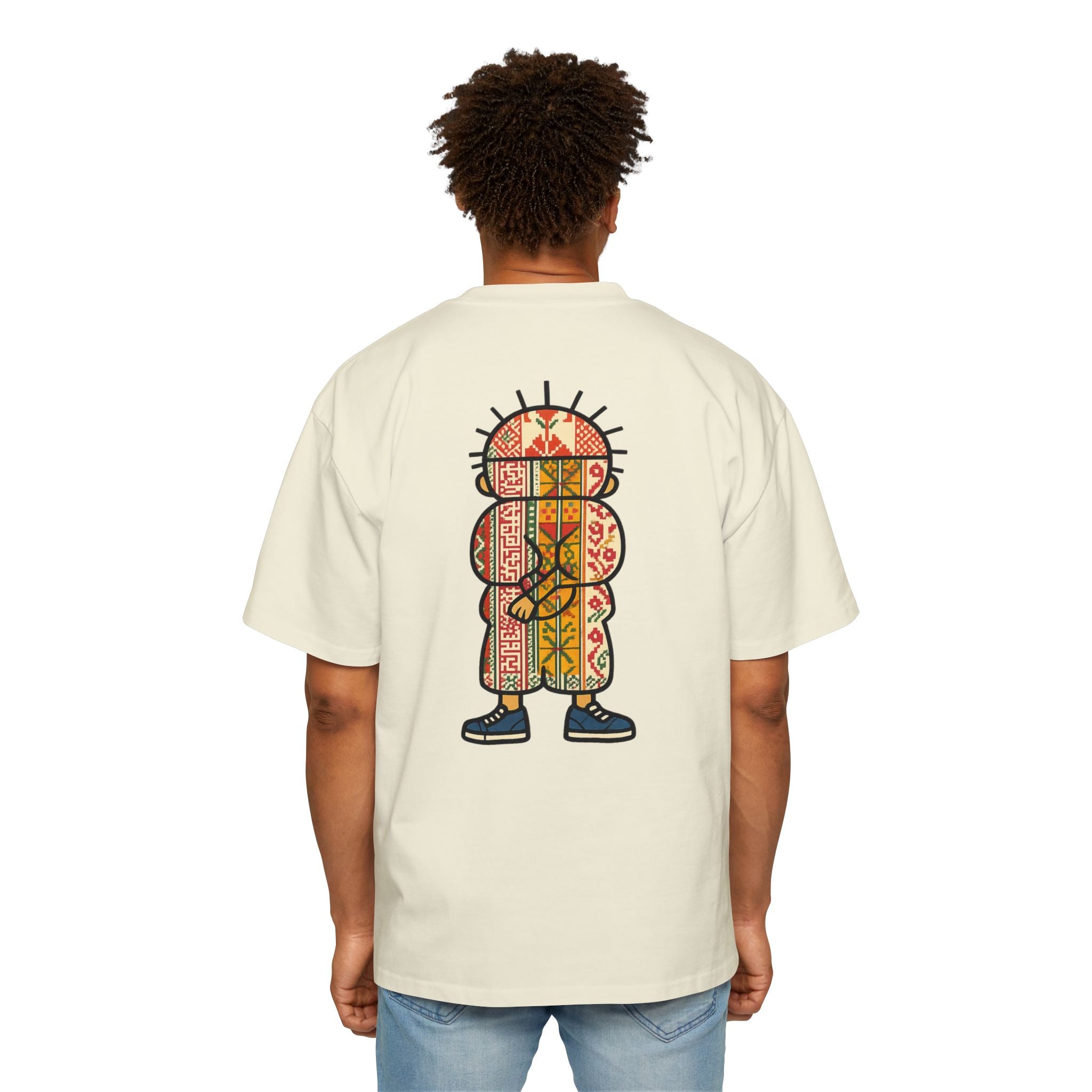 Tiki Totem Graphic Tee — Vintage Patterned Cartoon Back Print