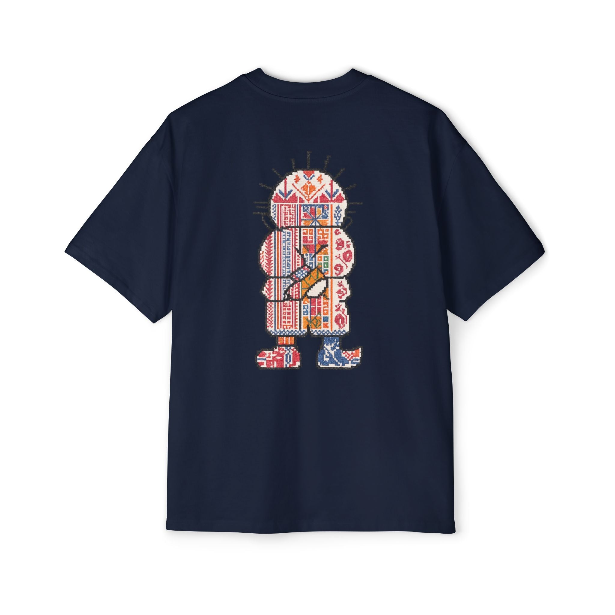 Oversized Tee — Colorful Folk Art Character Print