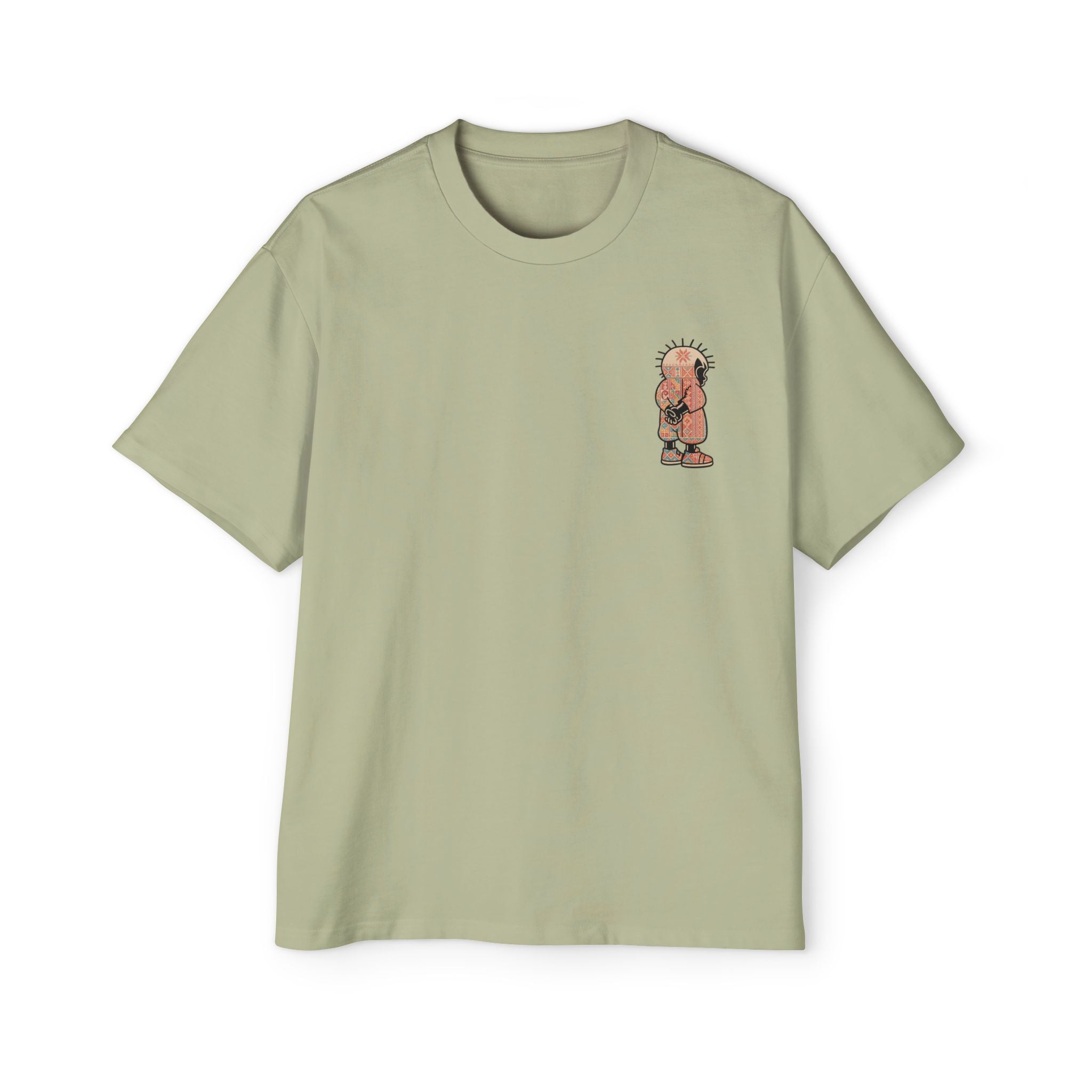 Graphic Tee — Patterned Skate Character Red Oversized T‑Shirt