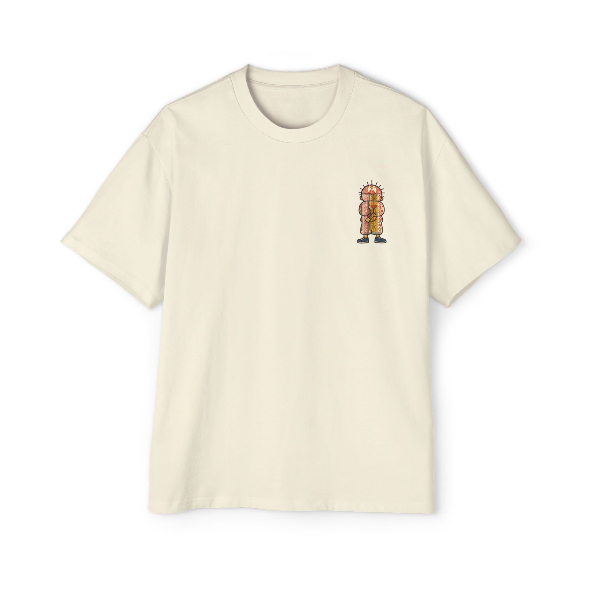 Tiki Totem Graphic Tee — Vintage Patterned Cartoon Back Print