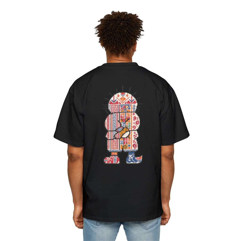 Oversized Tee — Colorful Folk Art Character Print