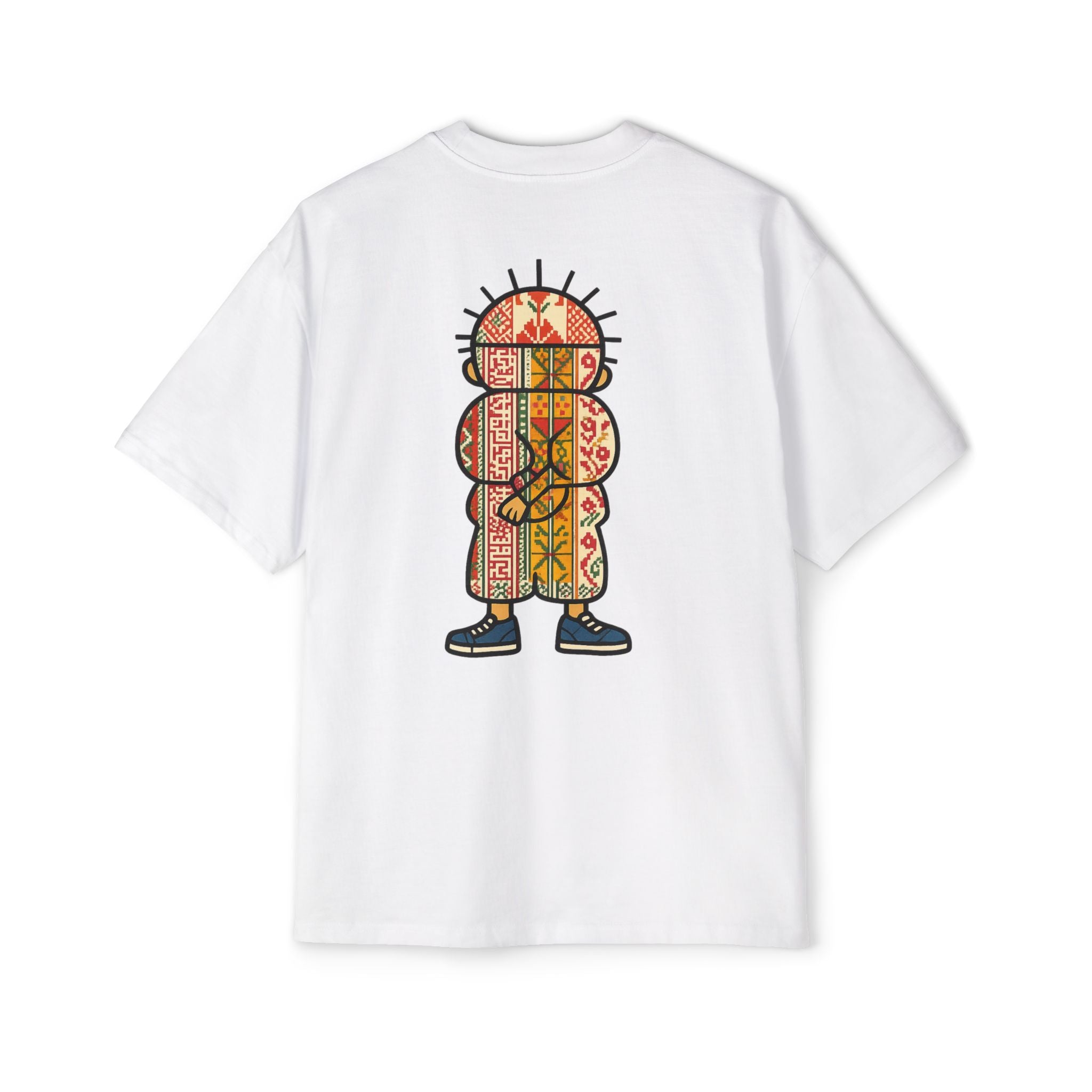 Tiki Totem Graphic Tee — Vintage Patterned Cartoon Back Print
