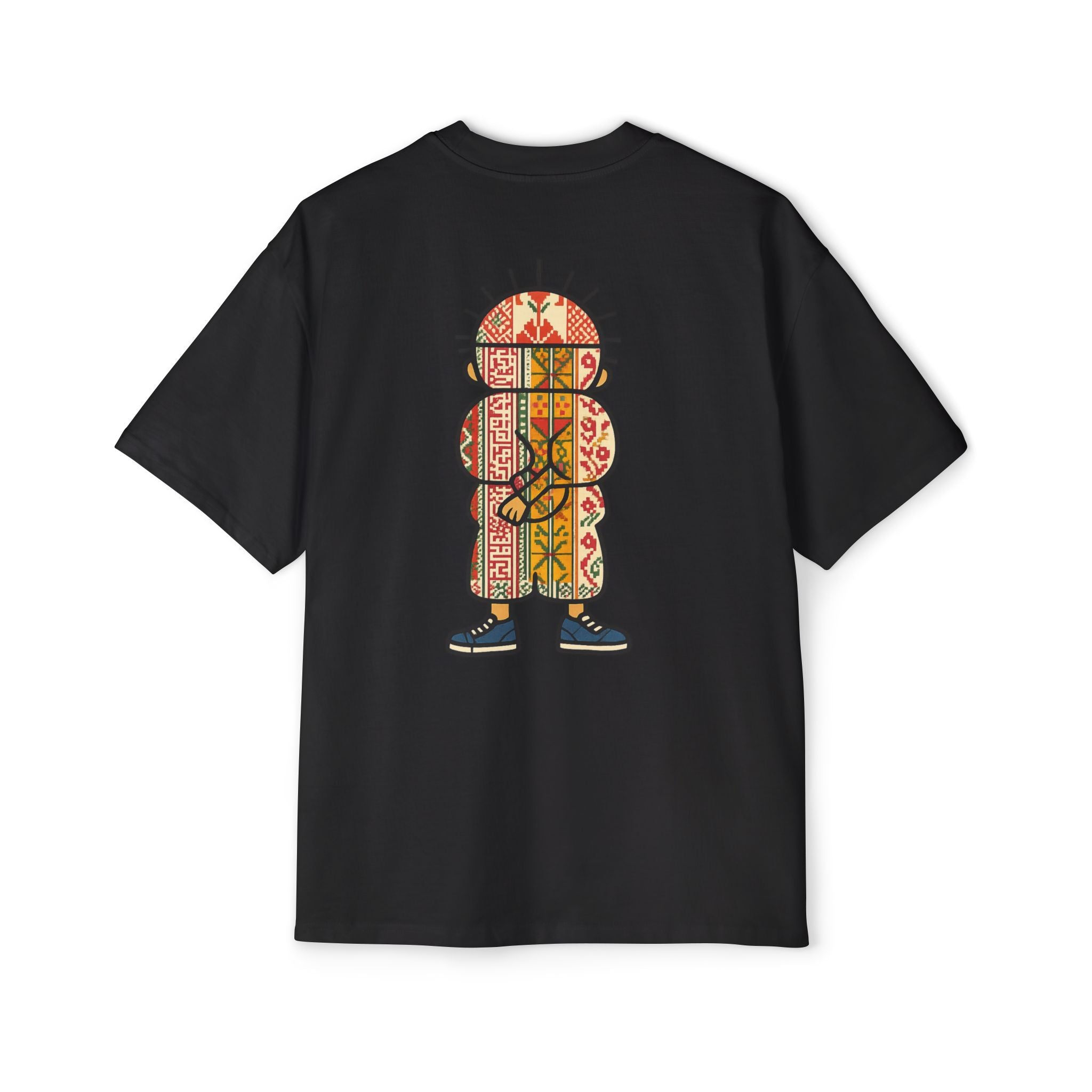Tiki Totem Graphic Tee — Vintage Patterned Cartoon Back Print