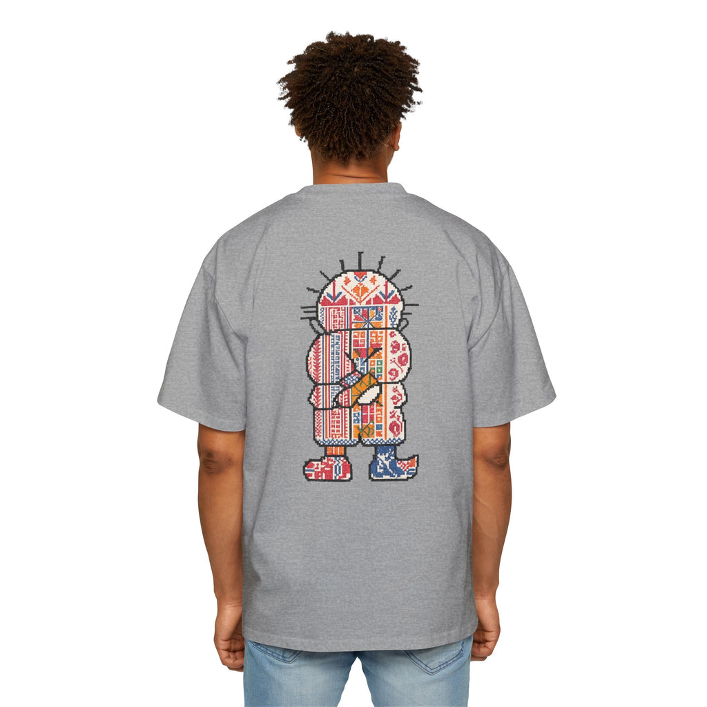 Oversized Tee — Colorful Folk Art Character Print