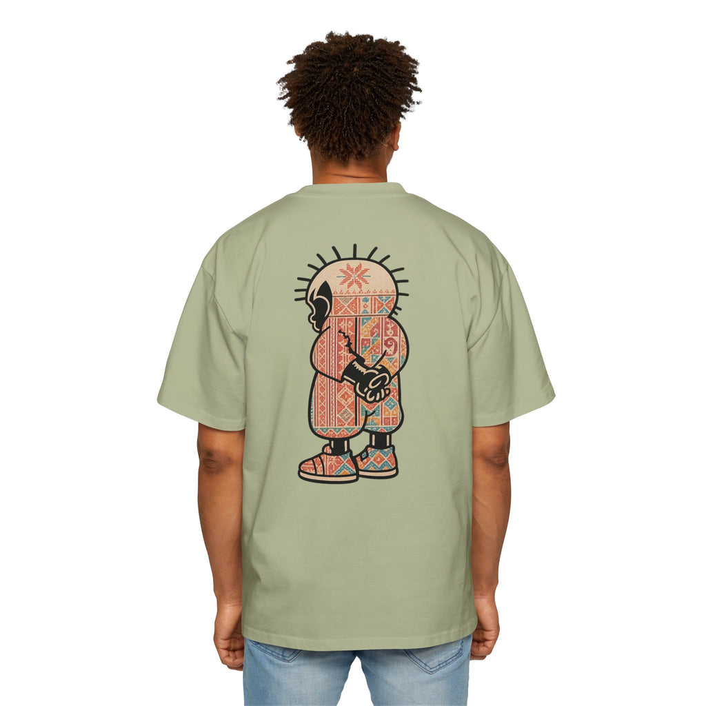 Graphic Tee — Patterned Skate Character Red Oversized T‑Shirt