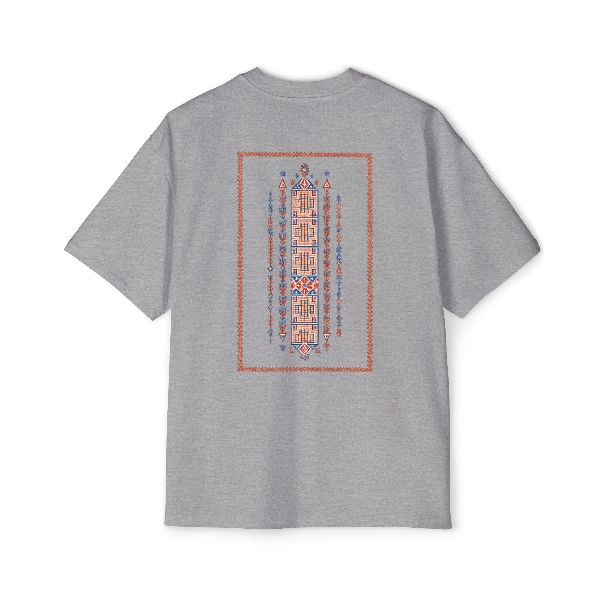 Oversized Tee — Geometric Tribal Print Chest & Back Design
