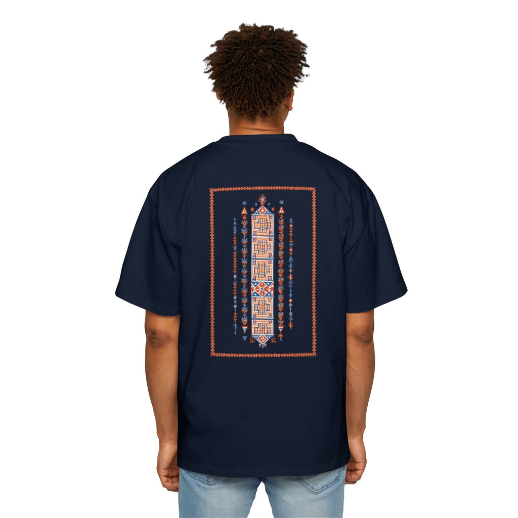 Oversized Tee — Geometric Tribal Print Chest & Back Design