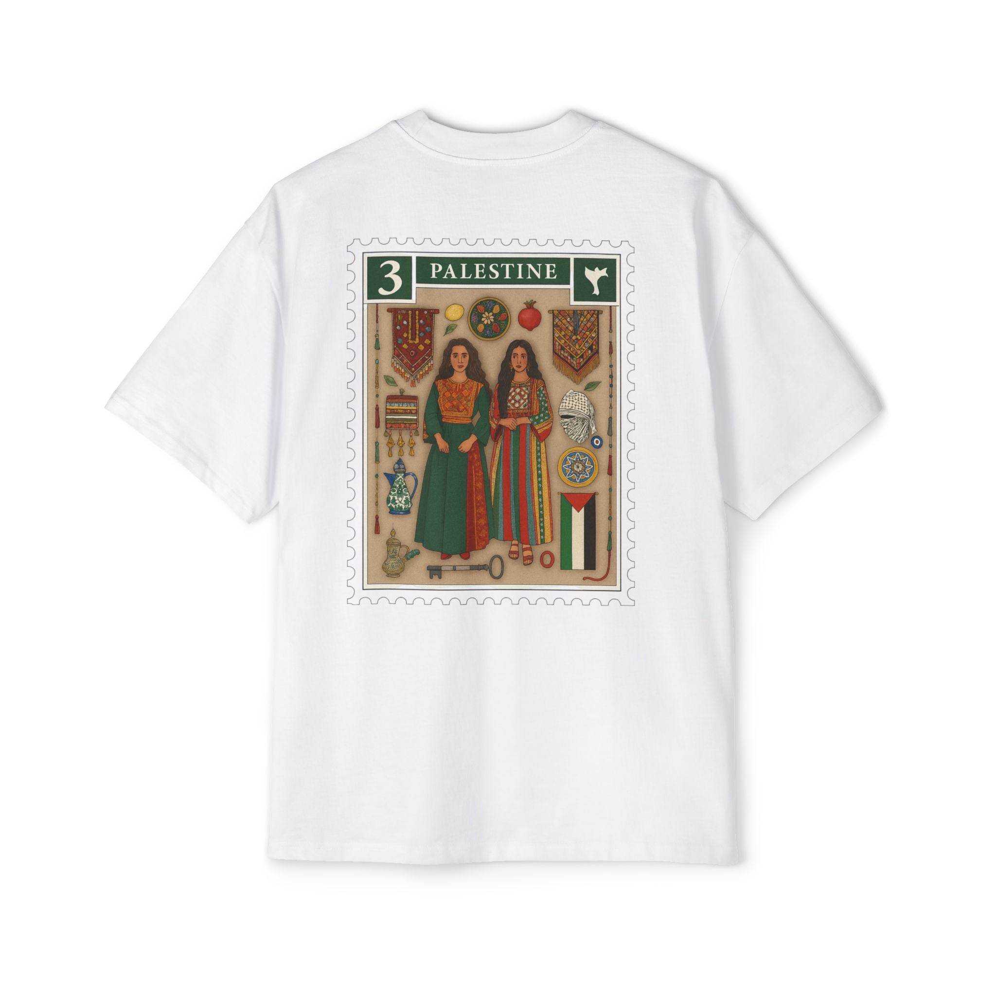 Palestine Stamp Graphic Tee — Vintage Postage Back Print
