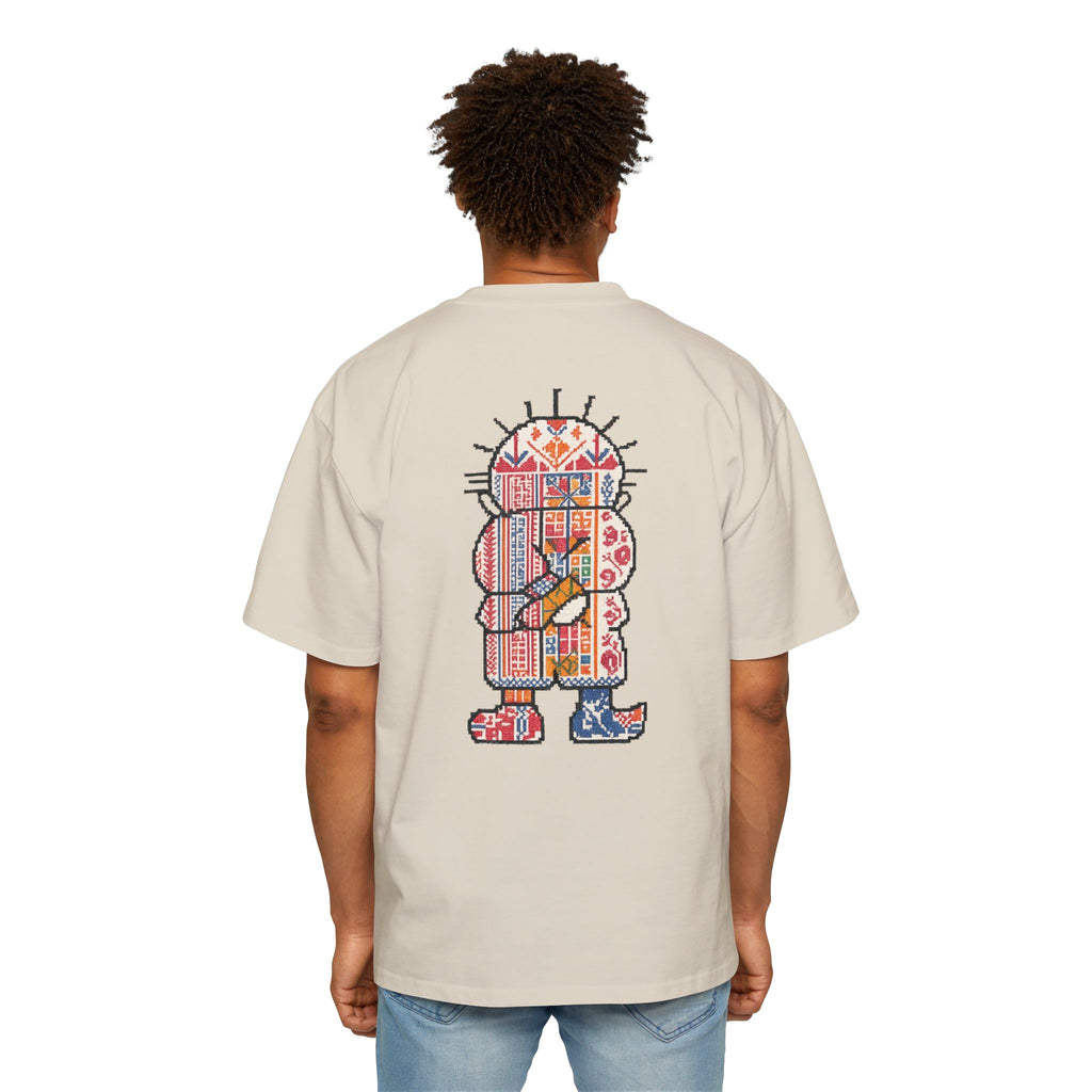 Oversized Tee — Colorful Folk Art Character Print