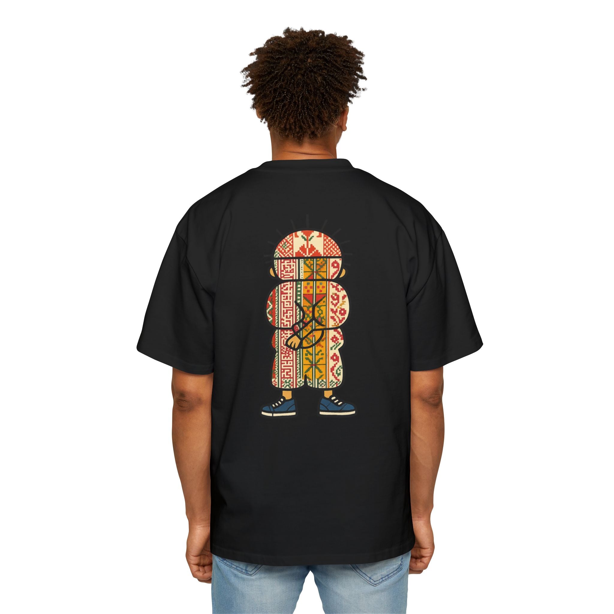 Tiki Totem Graphic Tee — Vintage Patterned Cartoon Back Print