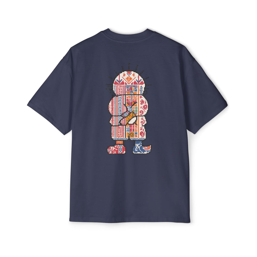 Oversized Tee — Colorful Folk Art Character Print