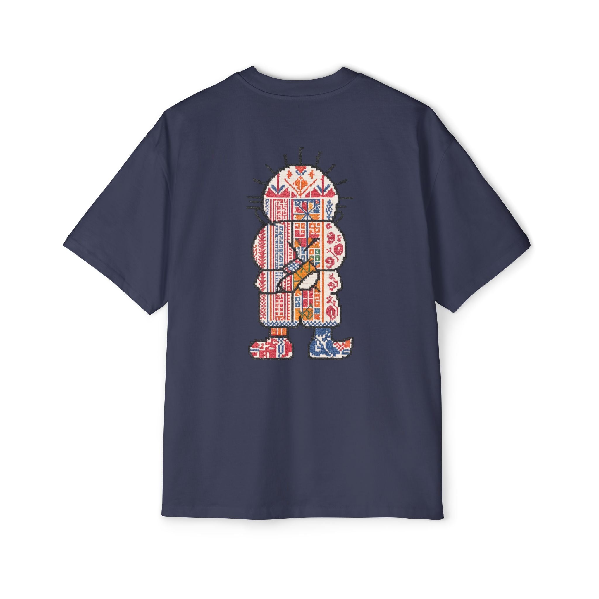 Oversized Tee — Colorful Folk Art Character Print