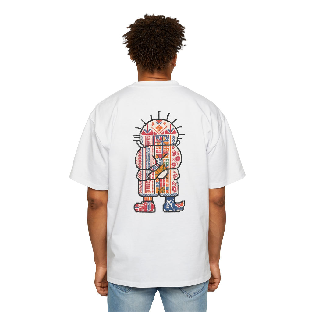 Oversized Tee — Colorful Folk Art Character Print