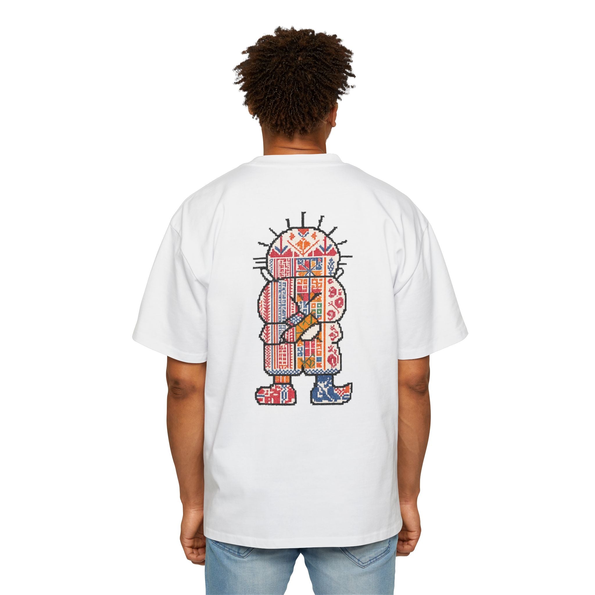 Oversized Tee — Colorful Folk Art Character Print