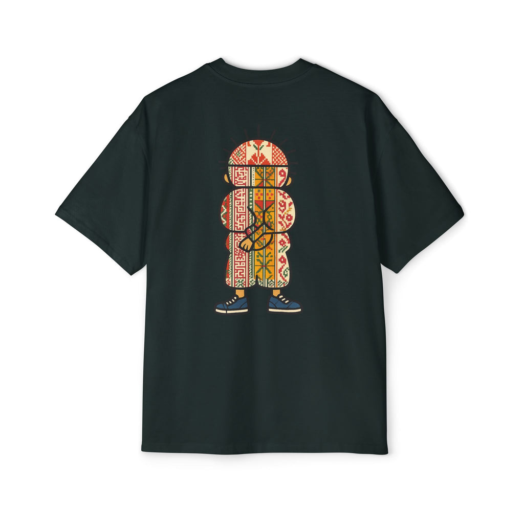 Tiki Totem Graphic Tee — Vintage Patterned Cartoon Back Print