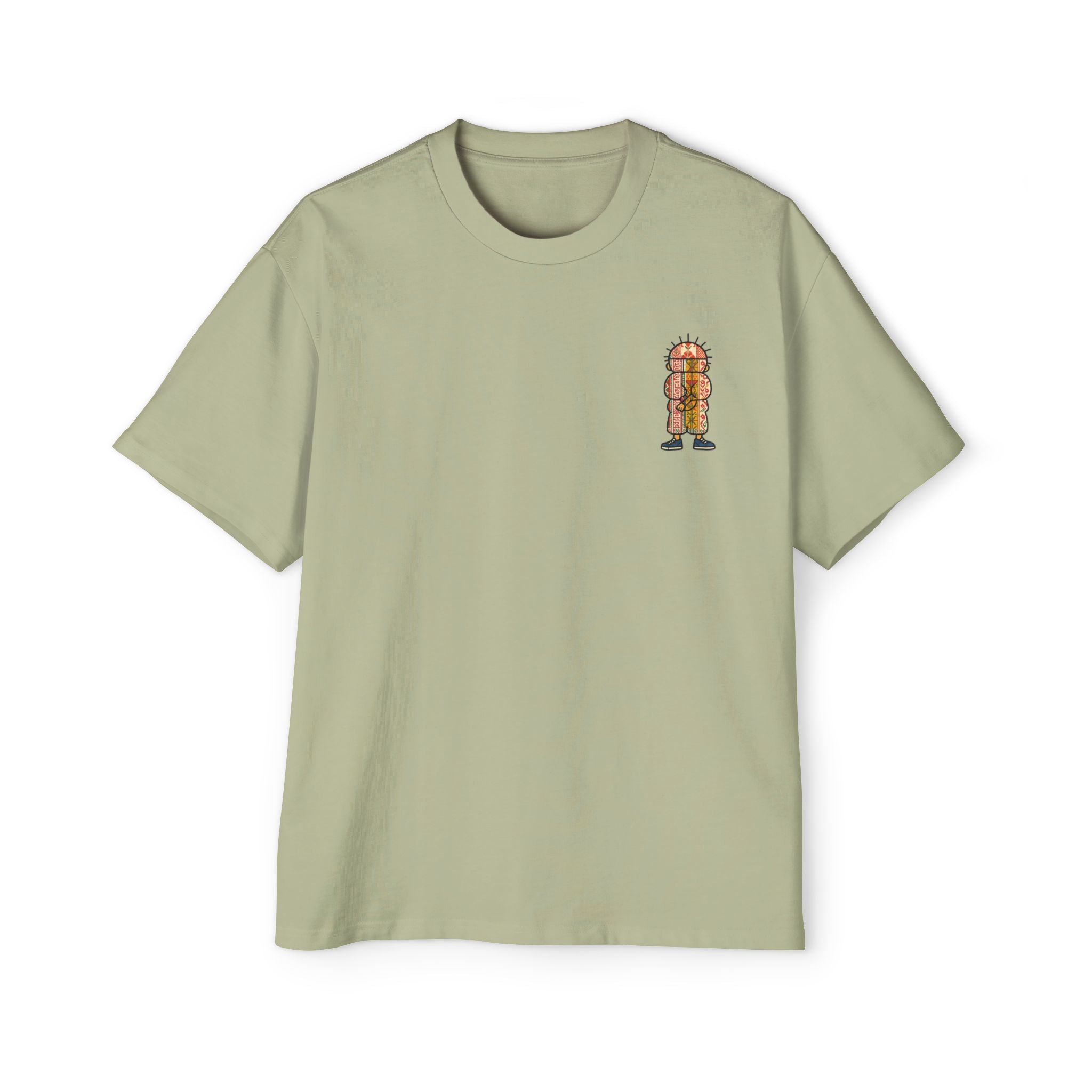 Tiki Totem Graphic Tee — Vintage Patterned Cartoon Back Print