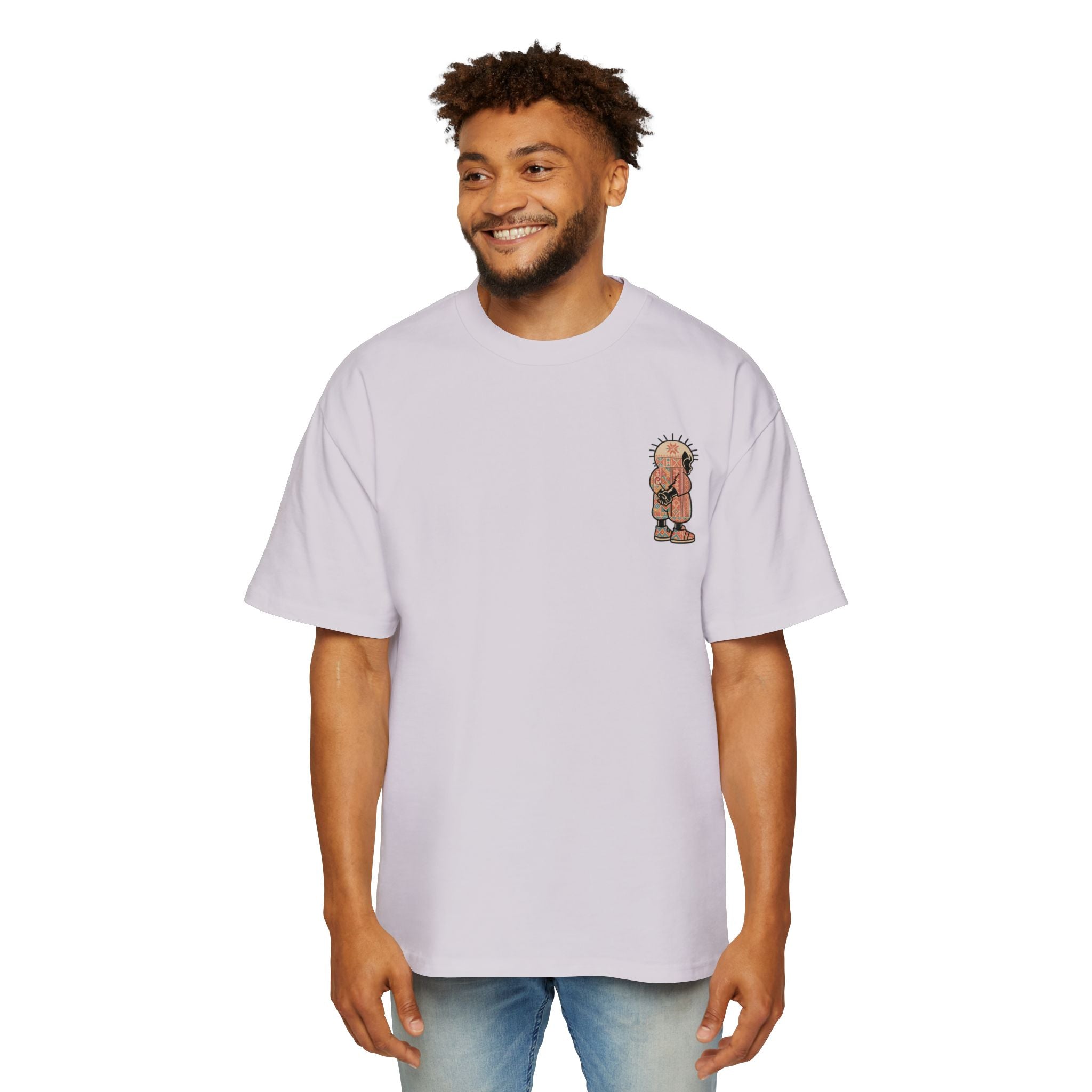 Graphic Tee — Patterned Skate Character Red Oversized T‑Shirt