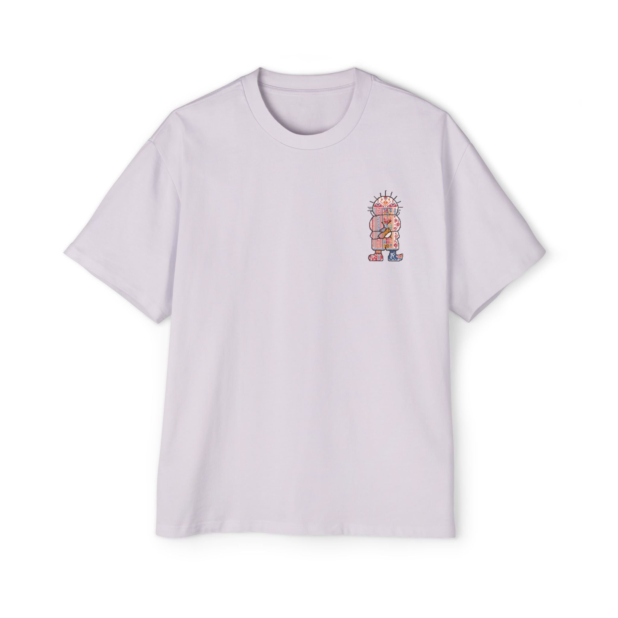 Oversized Tee — Colorful Folk Art Character Print
